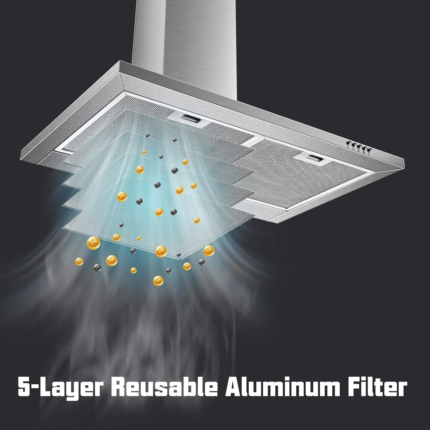30 Inch Wall Mount Stainless Steel Range Hood, Modern Kitchen Exhaust Vent Hood with LED Light - Image 4