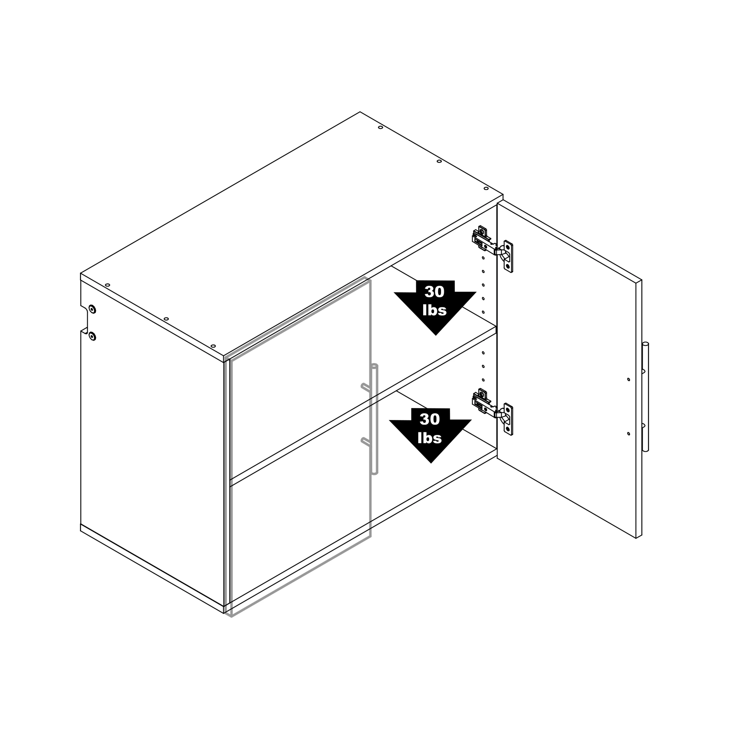 Prepac HangUps 30" Upper Wooden Garage Storage Cabinet in Black - Image 16