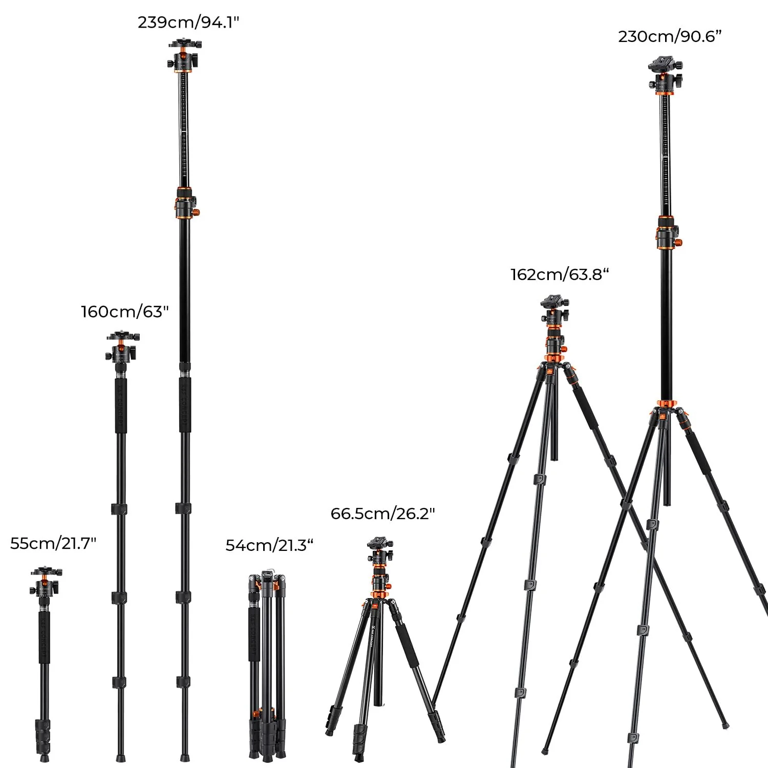 90 Inch Ultra High Camera Tripod with Metal Ball Head, Extra Tall Heavy Duty Photography Tripod Stand - Image 6
