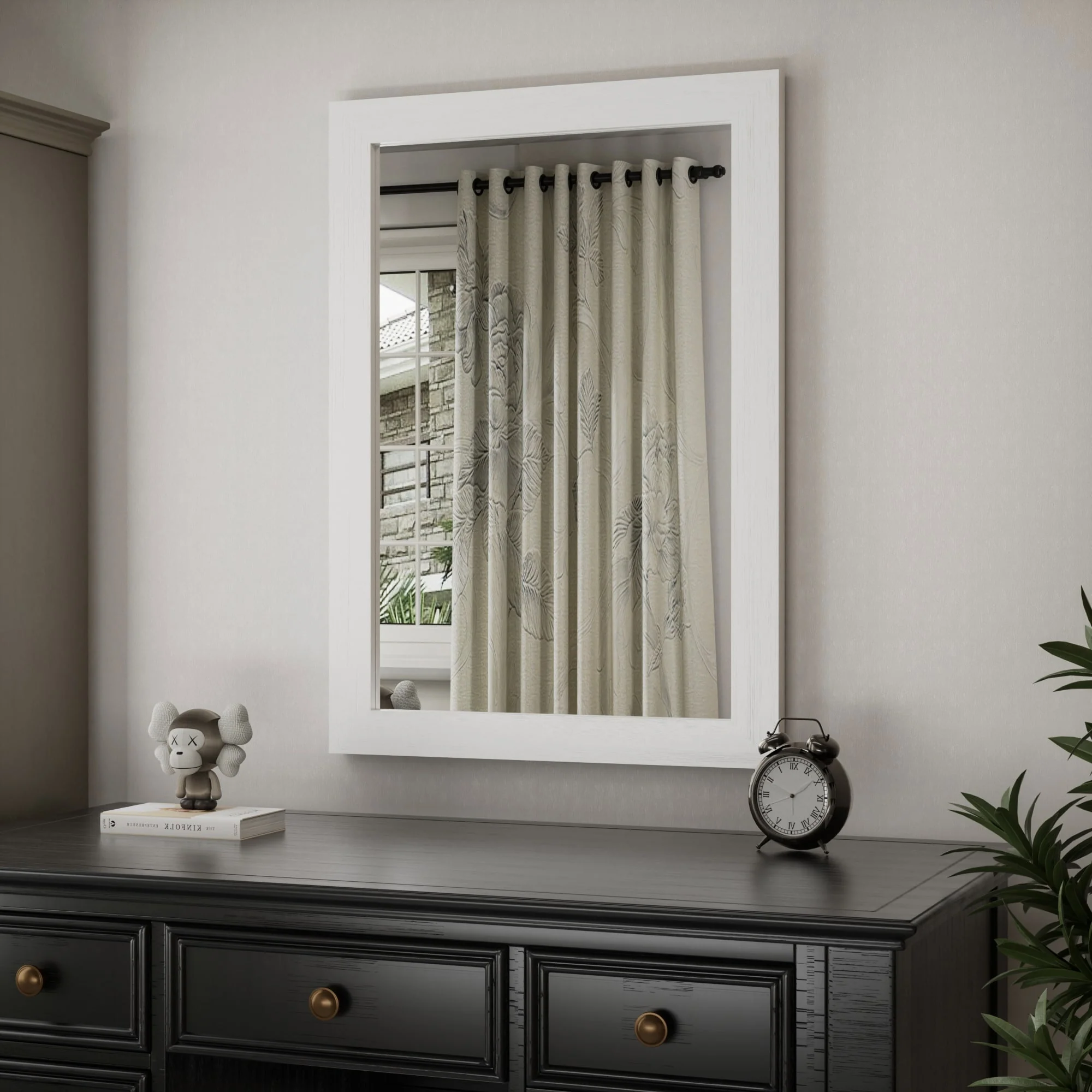 Modern Rectangular Wall Mirror with Wood Frame, Bathroom and Barn Door Mirror, Multiple Sizes - Image 44