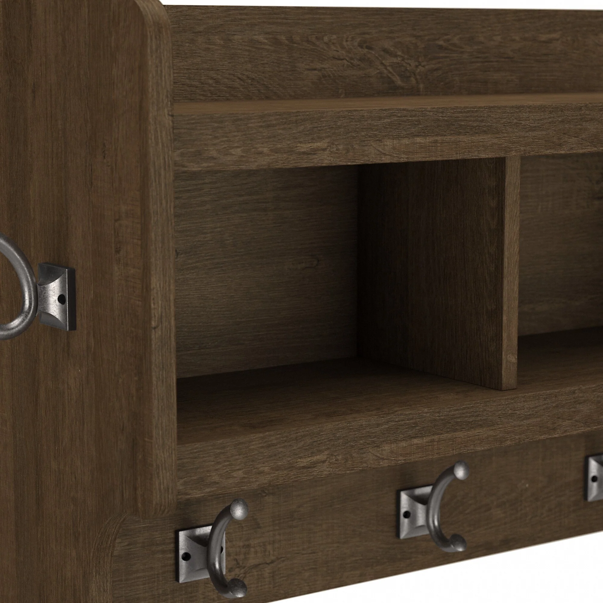 40 Inch Wall Mounted Coat Rack with Shelf, Wooden Entryway Storage and Hanging Organizer - Image 14