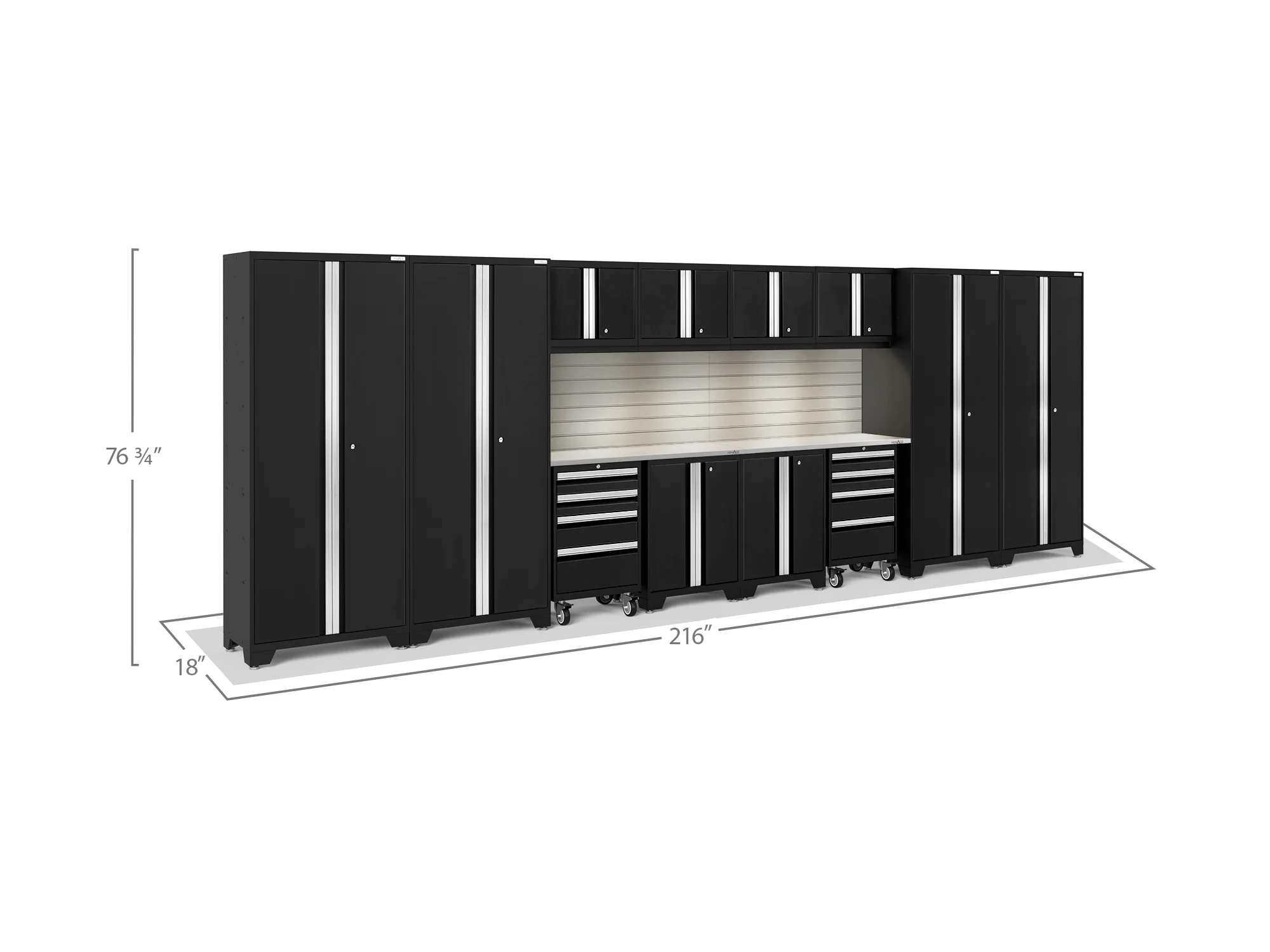 NewAge Products Bold Series Red 14 Piece Cabinet Set, Heavy Duty 24-Gauge Steel Garage Storage System, Slatwall / LED Lights Included - Image 64