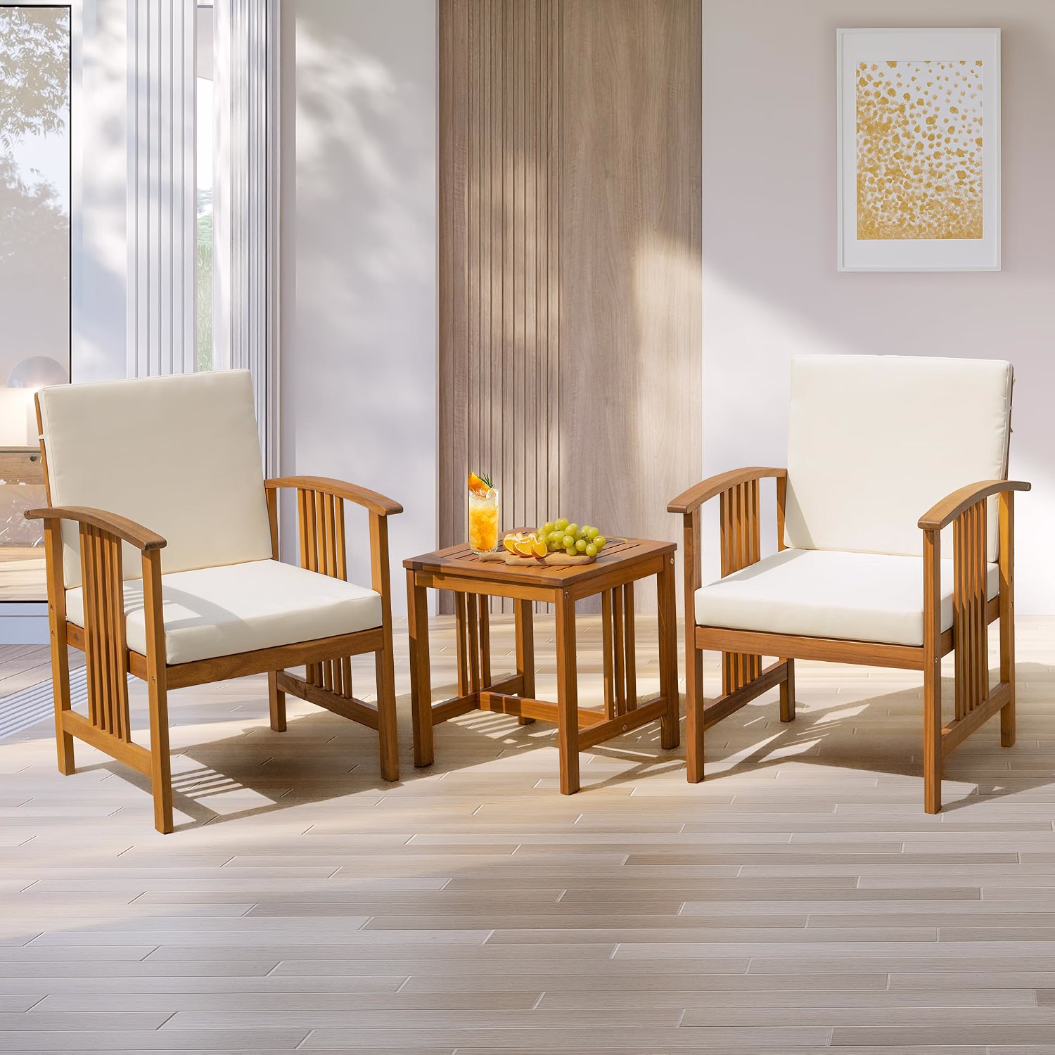 Heavy Duty 500lbs Weight Capacity Wicker Bistro Table and Chairs Set of 2 with Premium Olefin Fabric Soft Cushions - Image 16