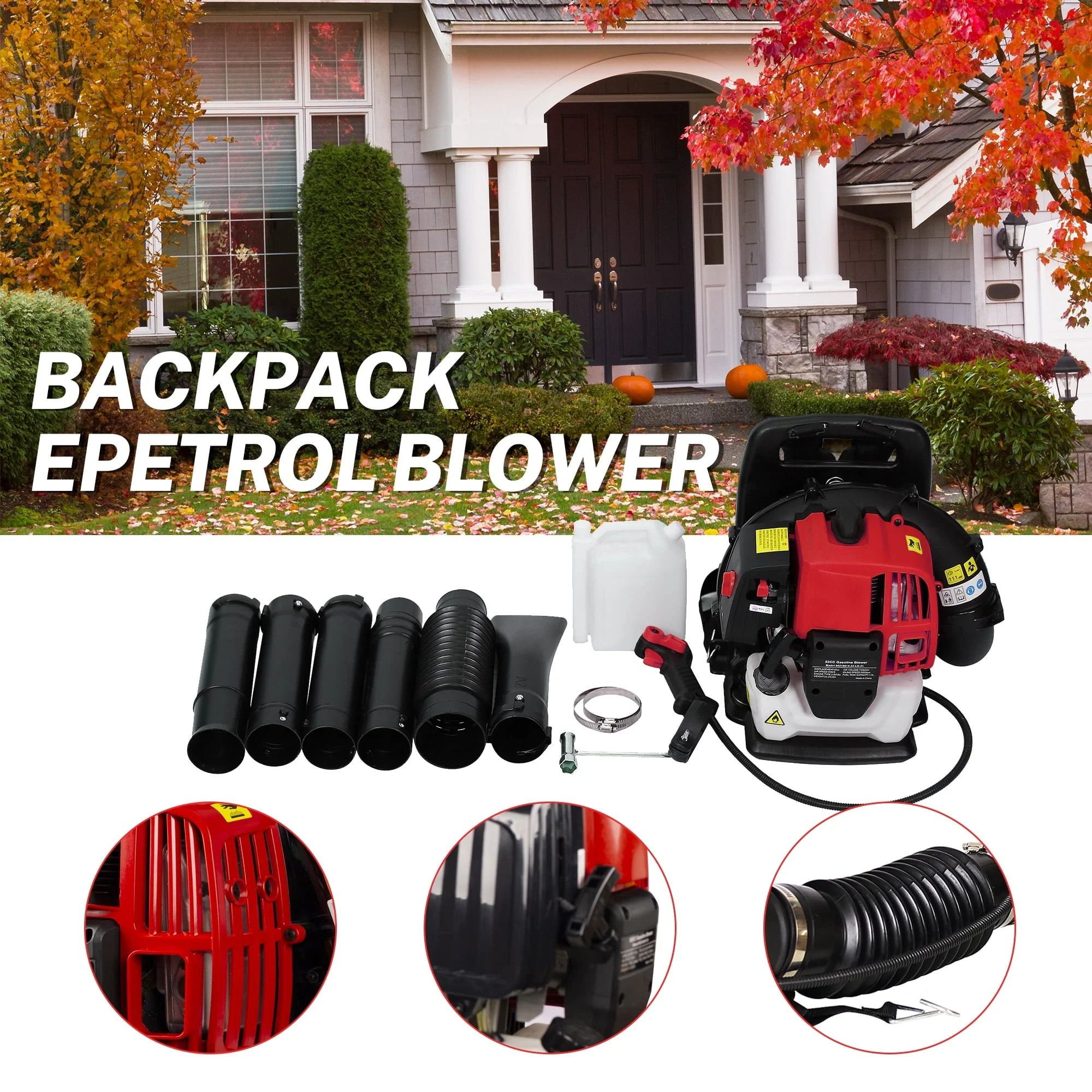 SYNGAR Gas Backpack Leaf Blower, 52CC 2-Cycle Leaf/Snow Blower with Extension Tube, for Dust Cleaning, Snow Blowing, Backyard, Garden, Work Around the House, Not for Sale in California, D5480 - Image 5