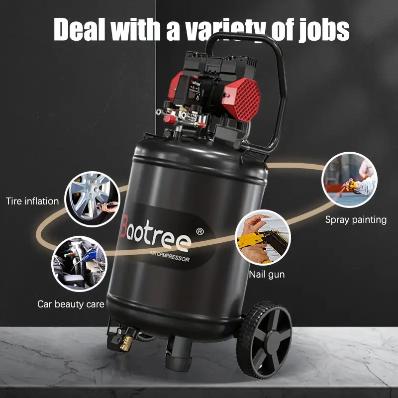 Datingday Ultra Quiet Air 8 Gallon 1.6HP Compressor with Two Quick Couplers & Wheels,Fast 60-Second Inflation & Auto Safety Features ,Max 115 PSI Oil-Free Air Compressor Tank for Home/Commercial Use - Image 16