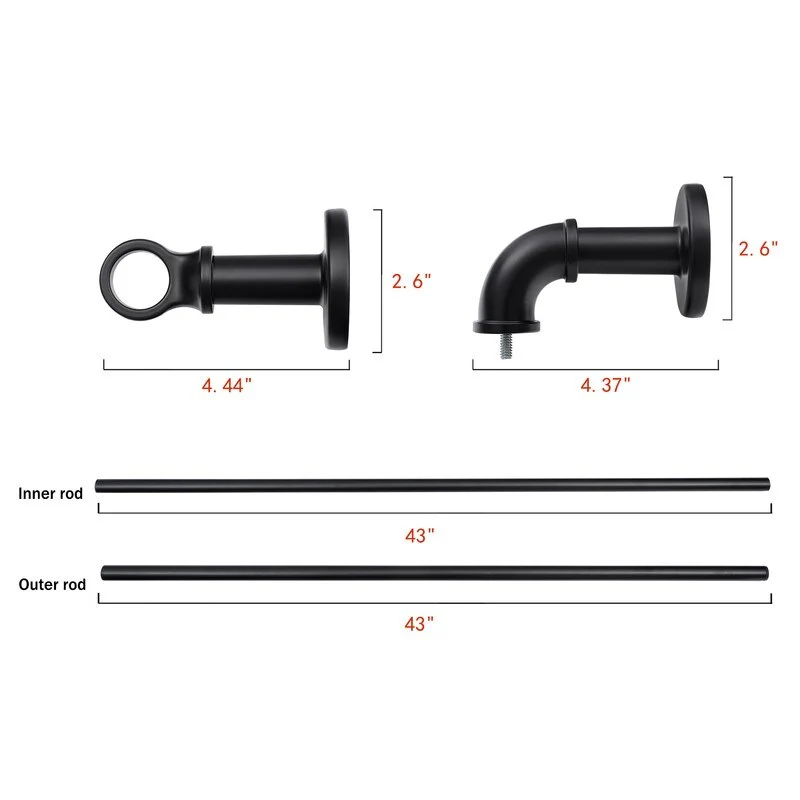 1 Inch Industrial Curtain Rods for Windows, Blackout Wrap-Around Rods, Rustic Matte Black - Image 15