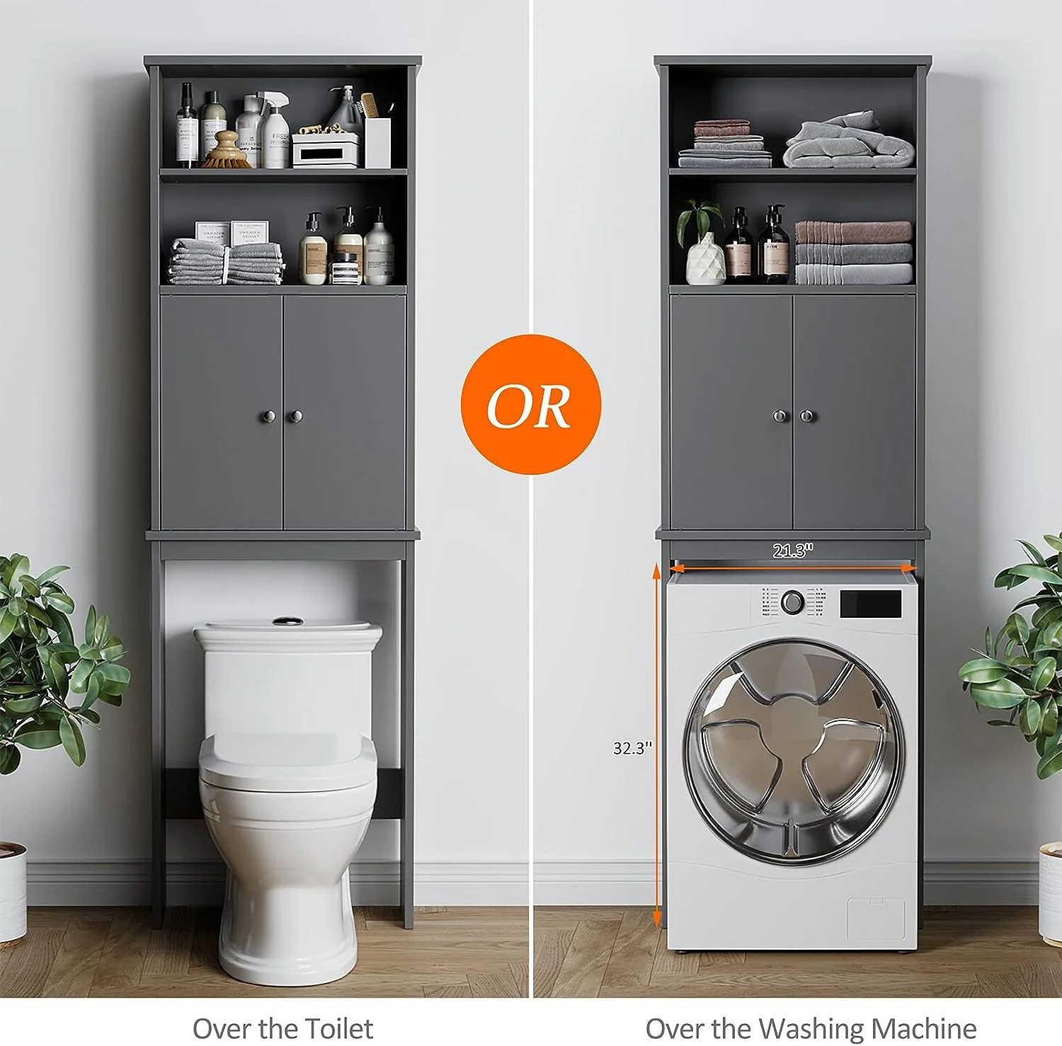 Sobaniilo Over The Toilet Storage Cabinet for Bathroom, Storage Organizer Over Toilet, Space Saver W/Adjustable Shelf & Open Storage Shelf, 75in, White - Image 15
