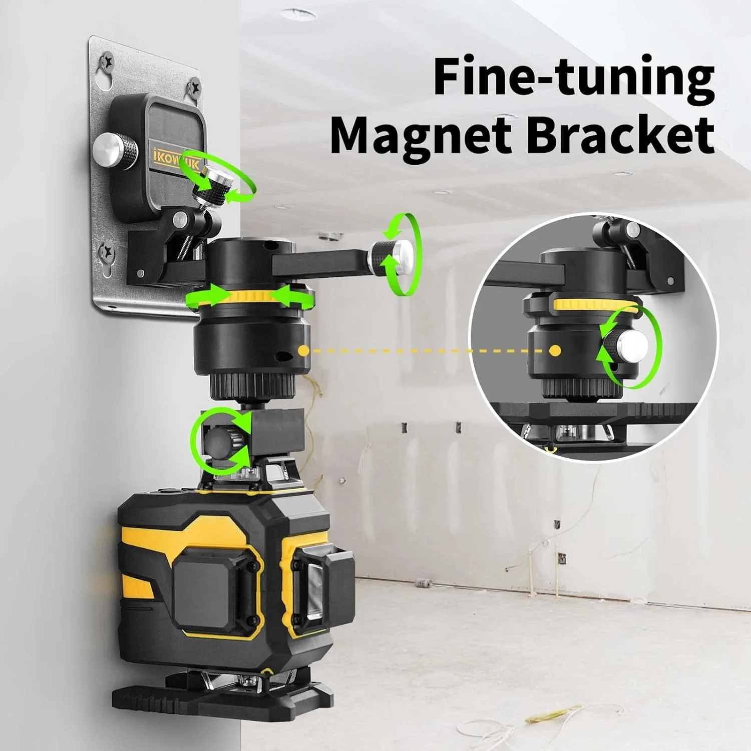Laser Level, IKOVWUK 3x360- Cross Line Laser for Construction and Picture Hanging, 12 Green Lasers with Self-leveling, 65 ft Vertical & Horizontal Line, Level Tool with 5200 mAh Rechargeable Battery - Image 10