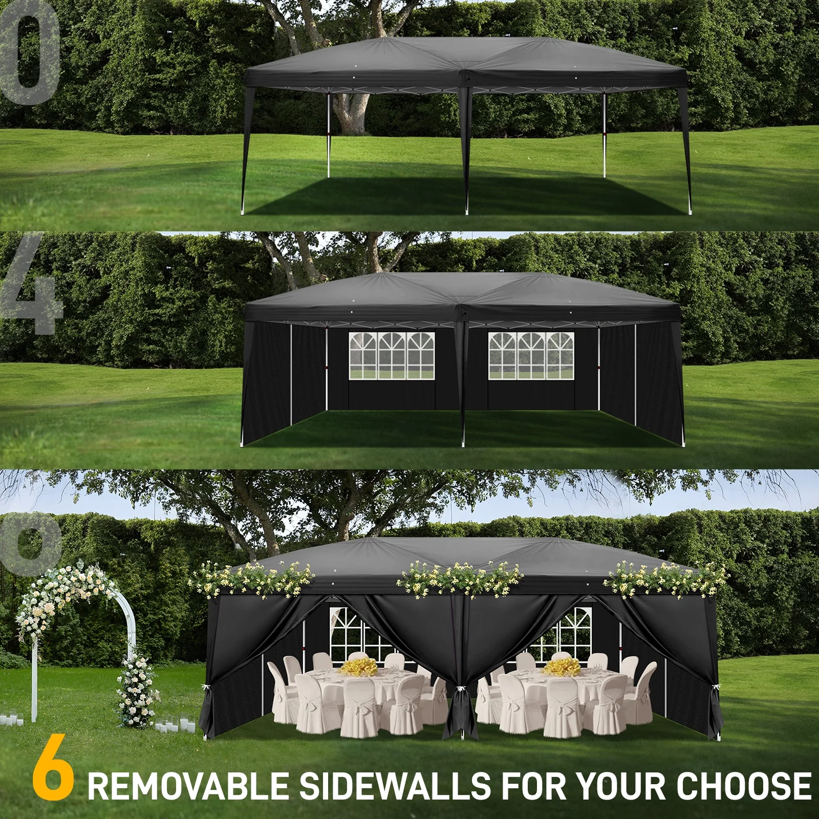 UBesGoo Ez Pop Up Patio Canopy Tent Gazebo Outdoor Party with 6 Sidewalls 10 x 20 ft Blue - Image 30