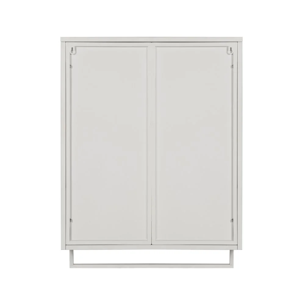 Tcbosik Modern Metal Wall Storage Cabinet with 2 Glass Door and Detachable Shelf, Open Shelf, and Towel Bar, Vintage Cabinet for Kitchen Dining, Bathroom, Living Room, White - Image 7