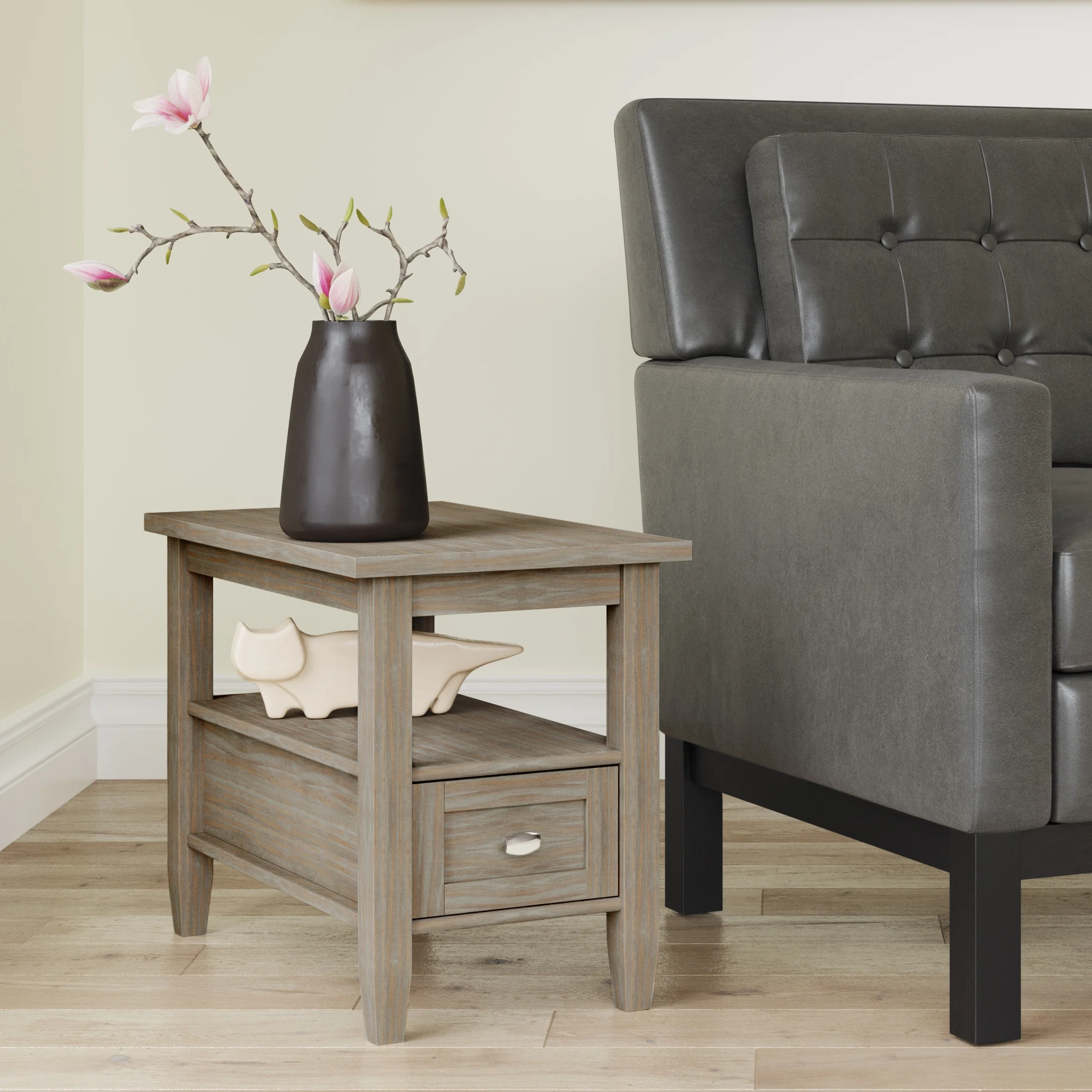 14" Wide Solid Wood Narrow Side Table, Rectangle Transitional Style Accent Table - Image 9