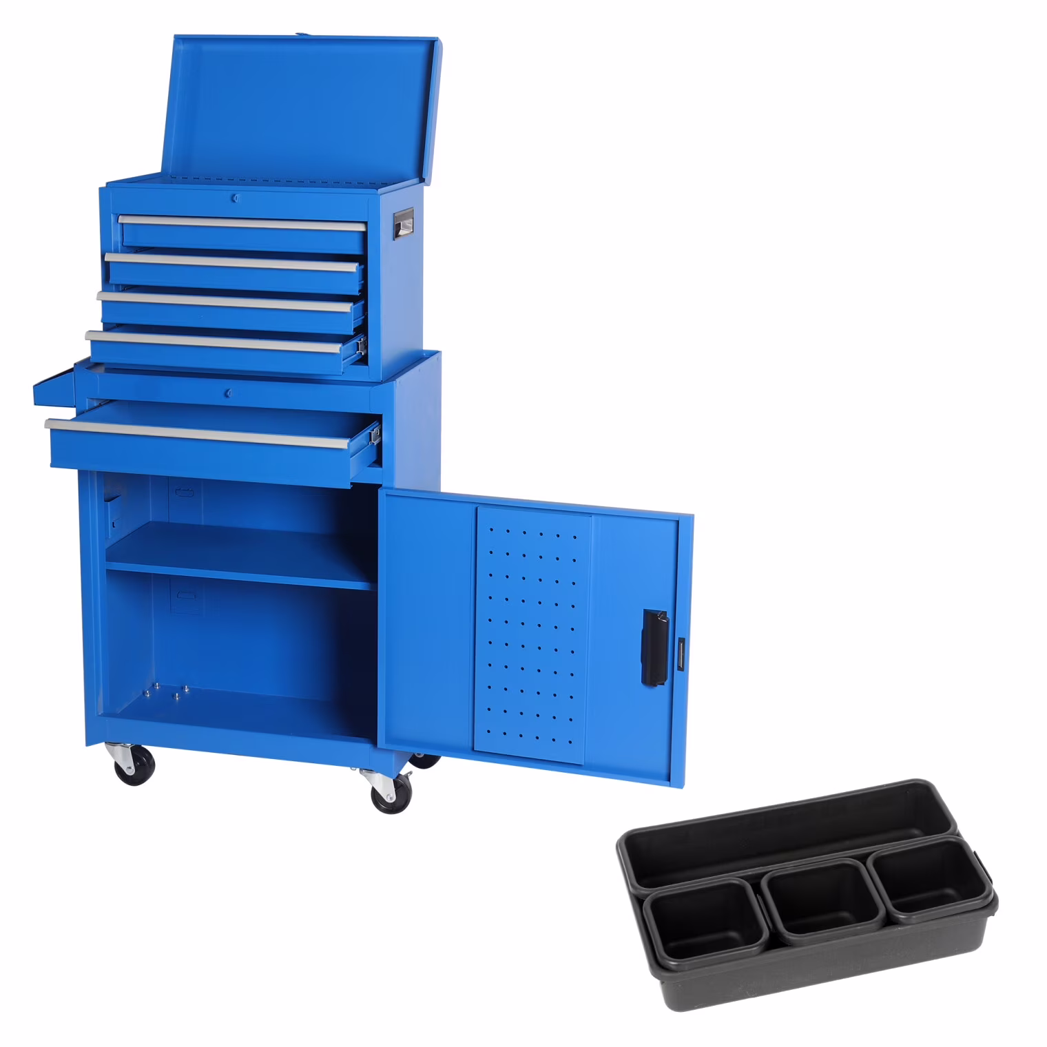 5-Drawer Rolling Tool Chest, 2 in 1 Detachable Tool Box with Lockable Wheels, Adjustable Shelf, and Liner for Garage and Workshop Storage (Yellow) - Image 7