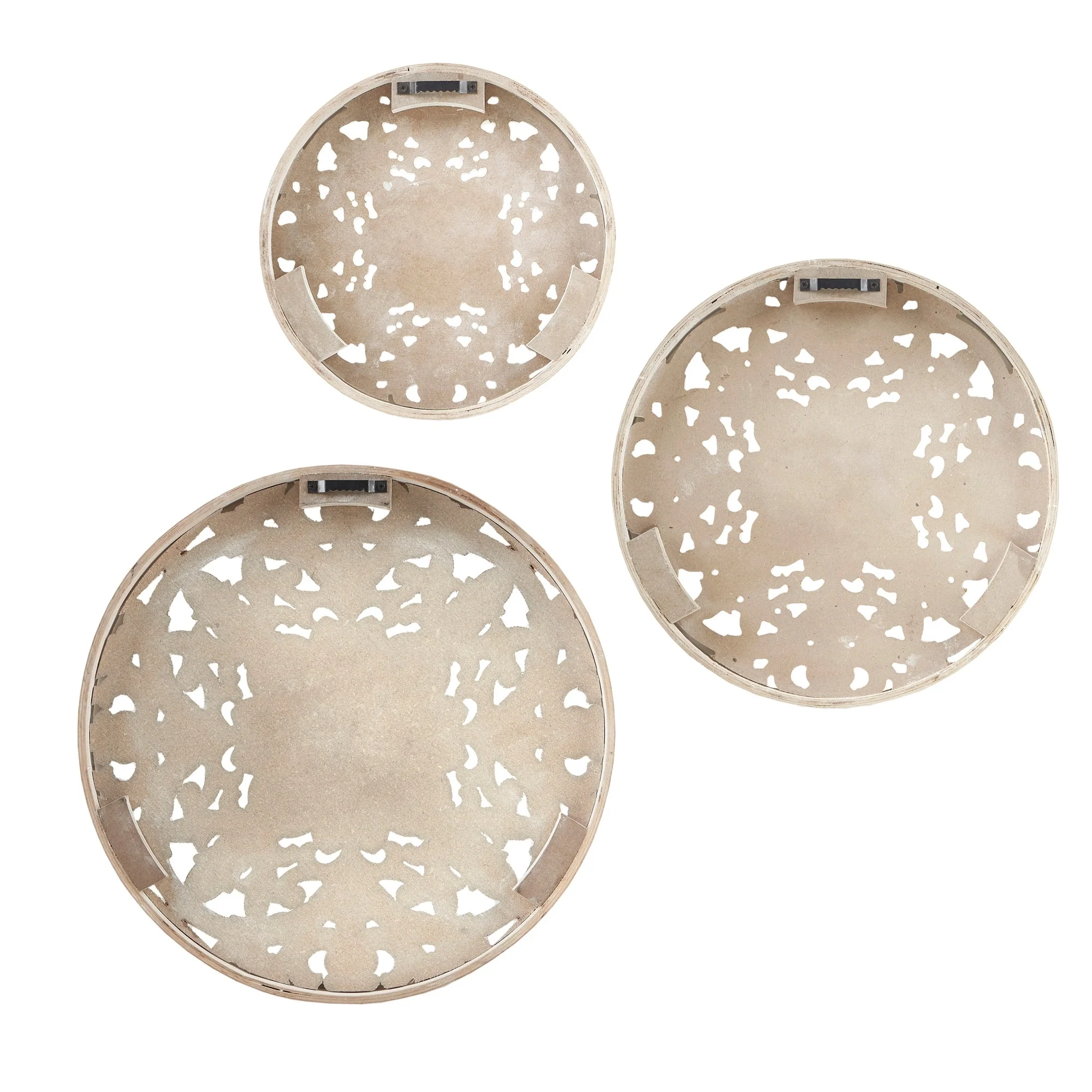 3-Piece Distressed White Floral Carved Wood Wall Decor Set, Vintage Medallion Hanging Art for Home Decoration - Image 6