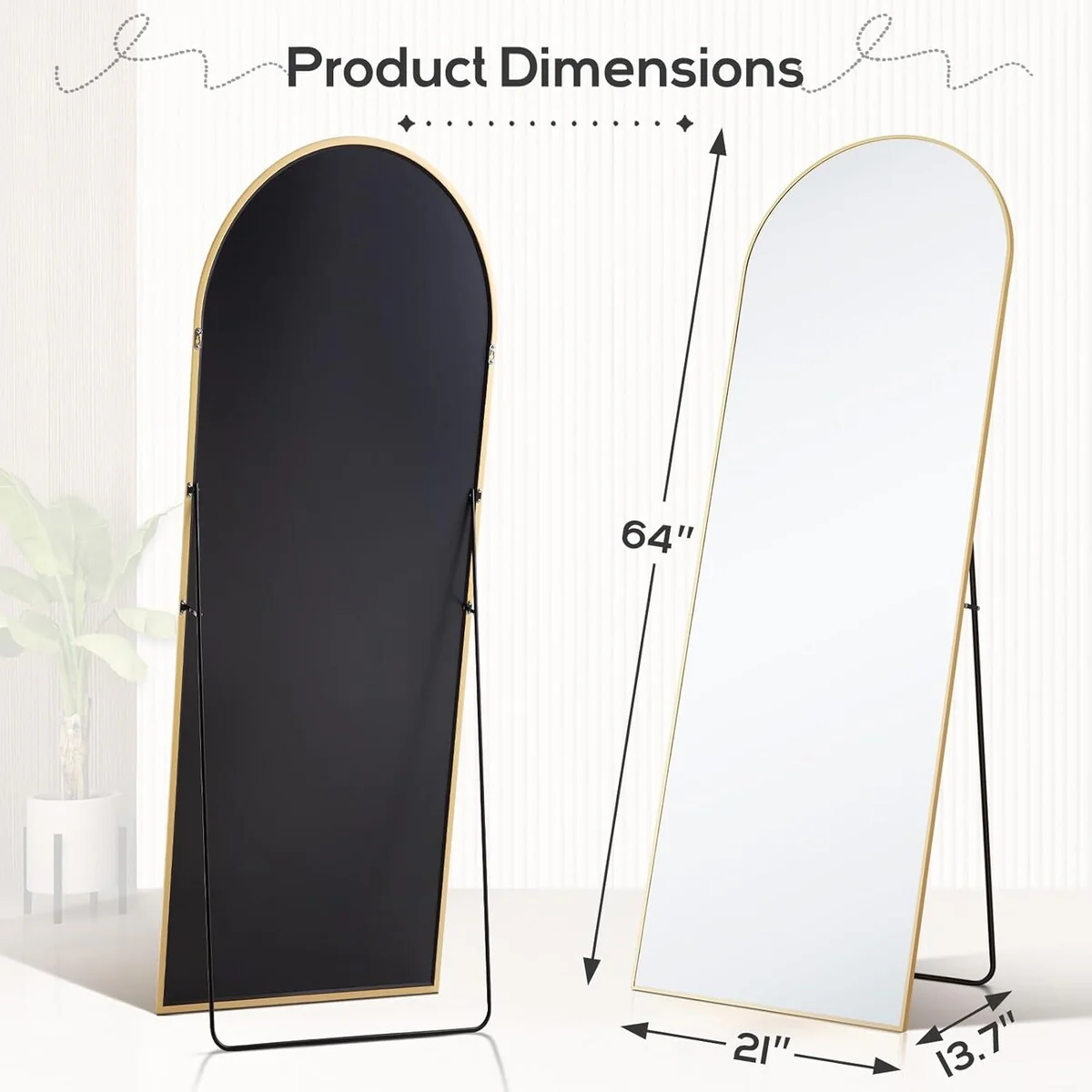 Full Length Mirror with Stand, Aluminum Alloy Frame Full Body Floor Mirror for Bedroom and Cloakroom - Image 12