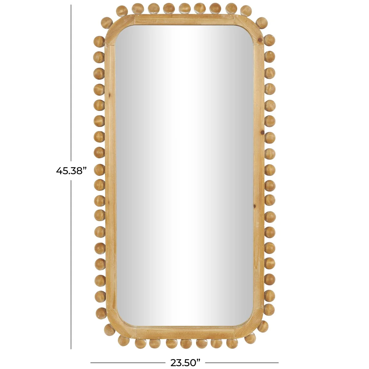 Brown Wood Wall Mirror with Beaded Frame, Rustic Decorative Mirror for Home - Image 9