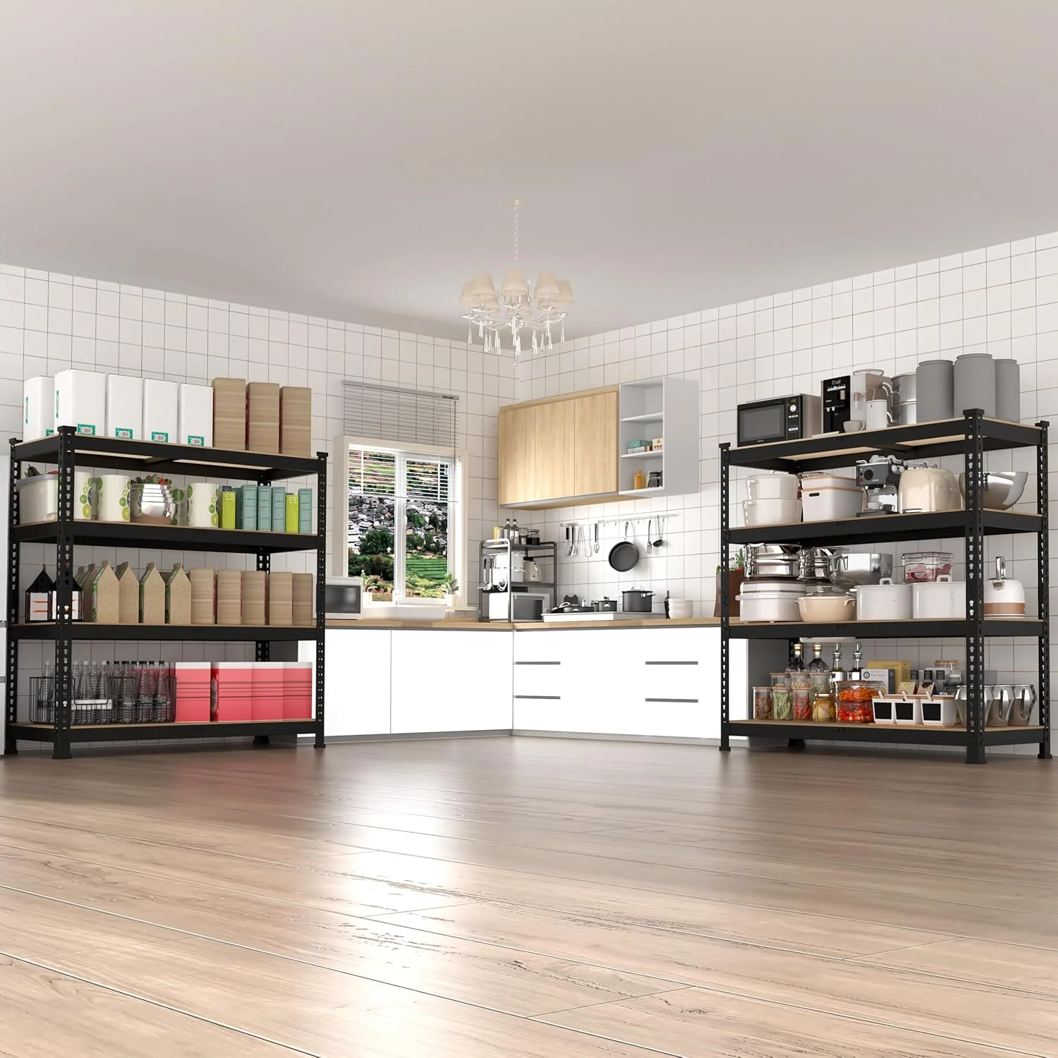 36" W x 16" D x 55" H Adjustable Garage Storage Shelves - 4-Shelf Heavy Duty Shelving Unit, Metal Utility Storage Organizer Racks for Warehouse Pantry Closet Kitchen, Black - Image 2