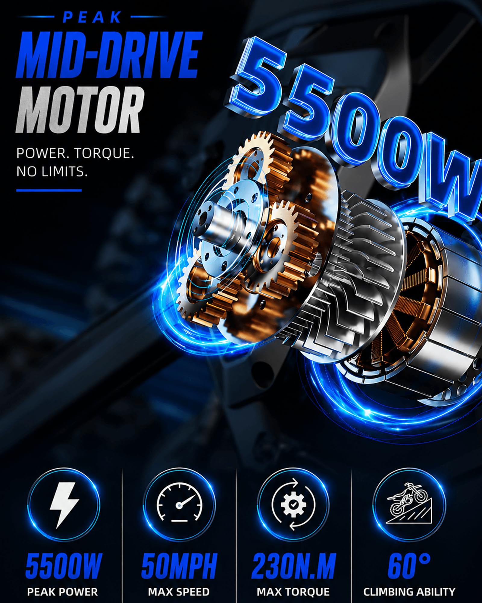 Electric Dirt Bike 5500W Peak Power, Electric Motorcycles - Image 6