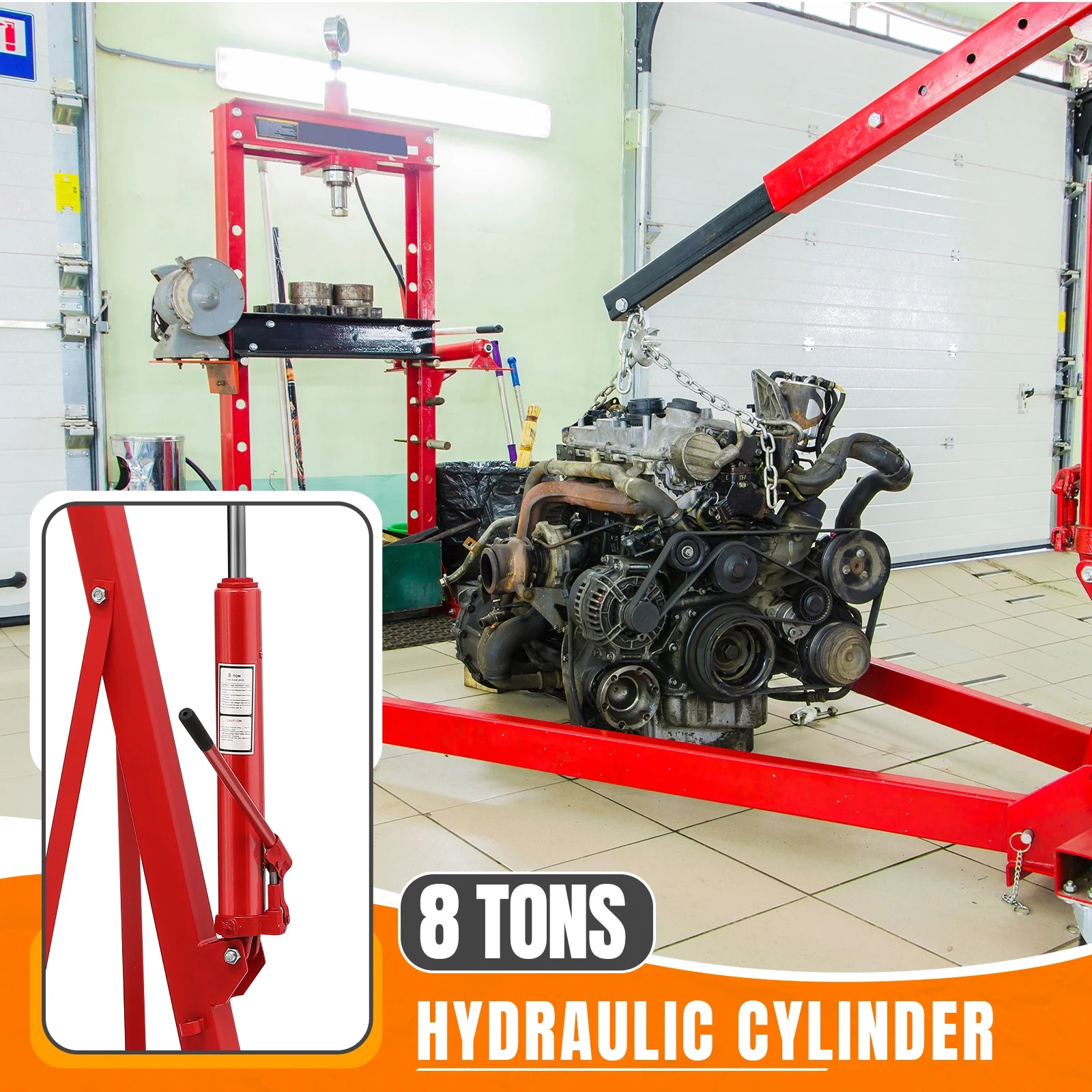 Aoile Red Hydraulic Folding Crane Lifting Hoist, 4400 lbs Max Weight - Image 5