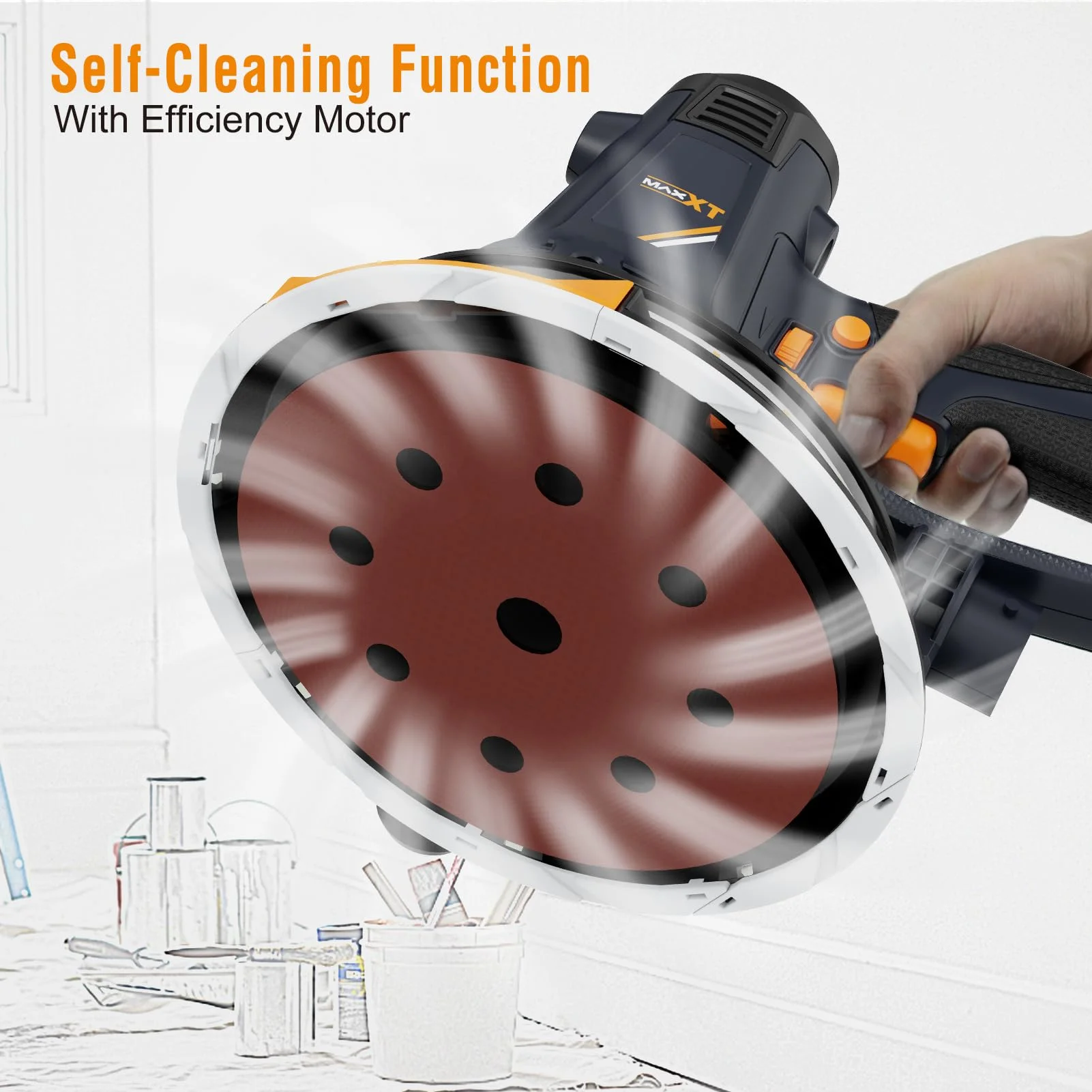 Handheld Drywall Sander 810W, Electric Sander for Walls,Rough and fine Sanding, 1500-2800RPM Variable Speed, Upgraded Pad, Adjustable Suction, Self-Dust-Extraction (120, Volts)[Unable to ship on weeke - Image 6