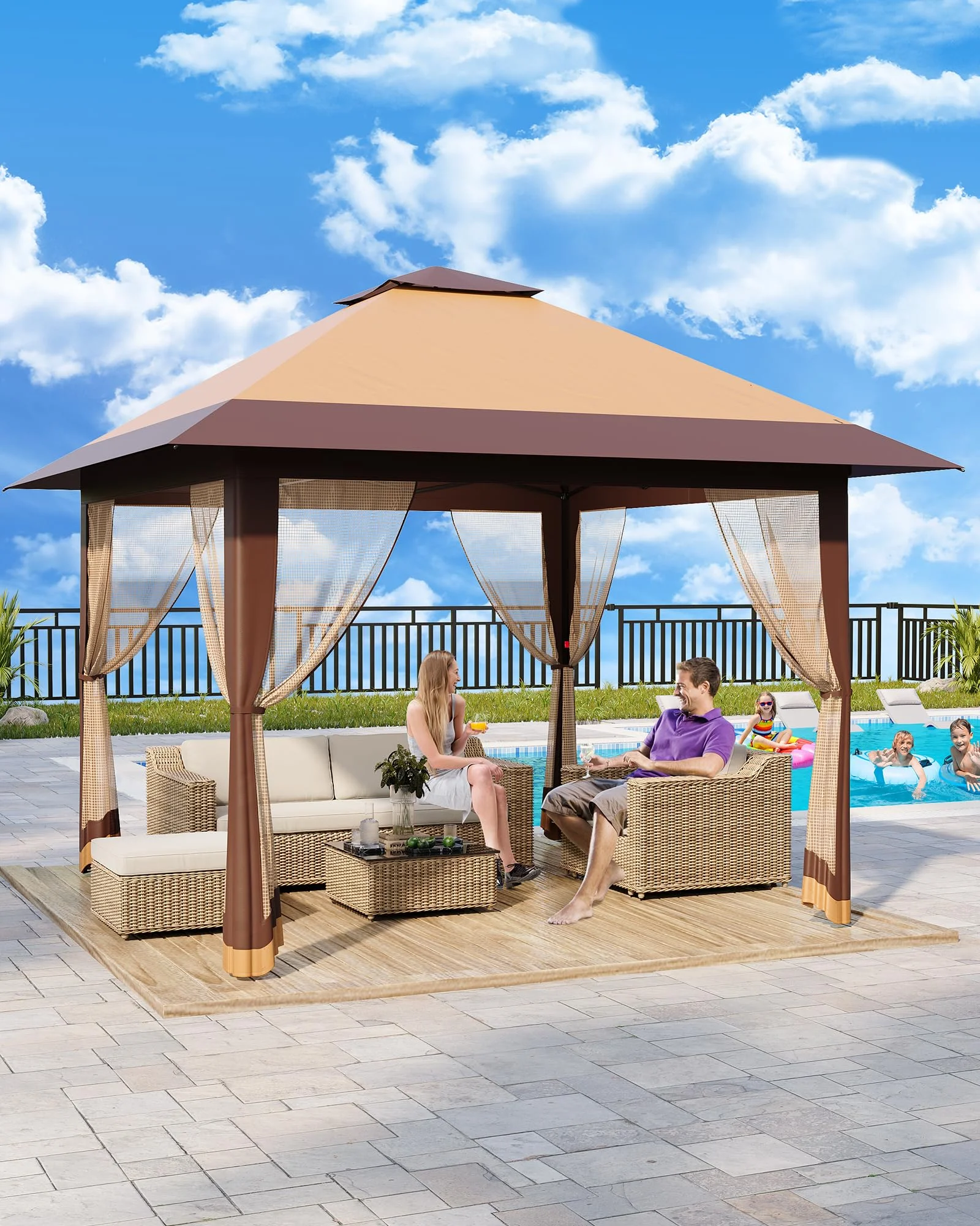 Accreate 13' X 13' Outdoor Patio Gazebo,Outdoor Canopy Tent with Mosquito Netting,Backyard Tent for Party, Wedding, Outdoor Dining, Patio, Backyard - Image 24