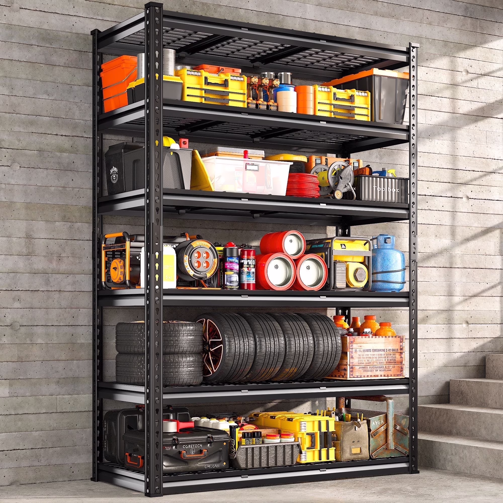 REIBII 48" W Garage Shelving Units 5 Tier Storage Shelves Heavy Duty Adjustable Metal Utility Shelf-72" H x 48" W x 24" D - Image 9