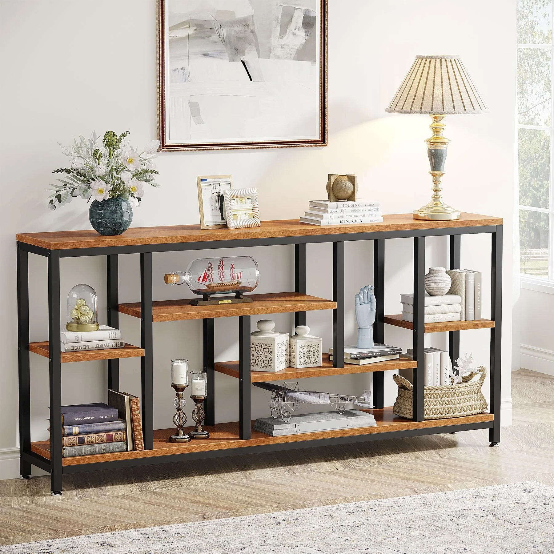 70.9 Inch Console Sofa Table with Storage, 3-Tier Entryway Table for Hallway - Image 3