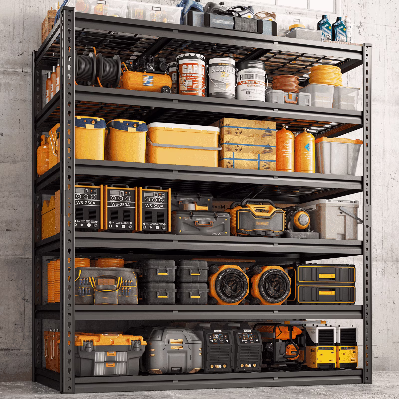 REIBII 48" W Garage Shelving Units 5 Tier Storage Shelves Heavy Duty Adjustable Metal Utility Shelf-72" H x 48" W x 24" D - Image 3