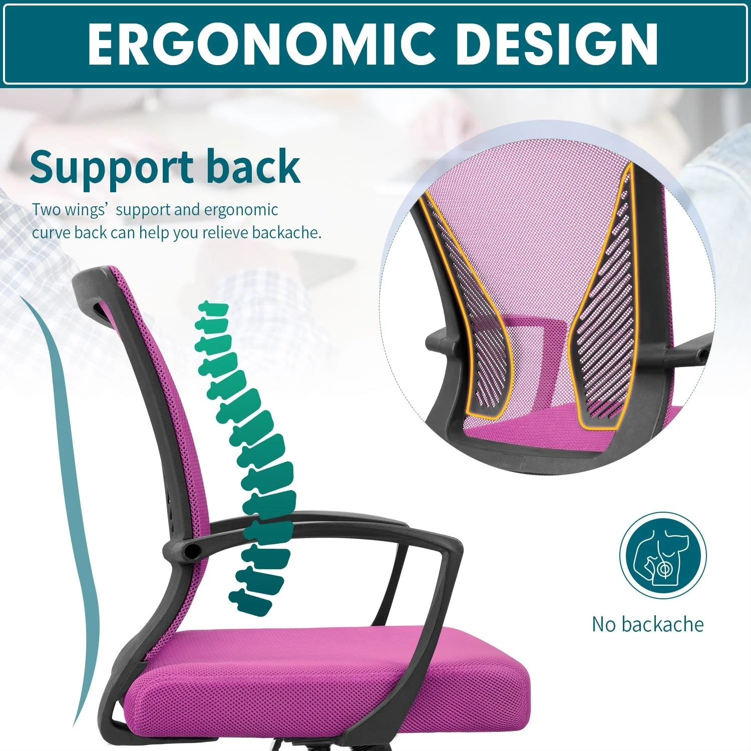 Ergonomic Mesh Office Chair with Lumbar Support, Breathable Computer Desk Chair - Image 30