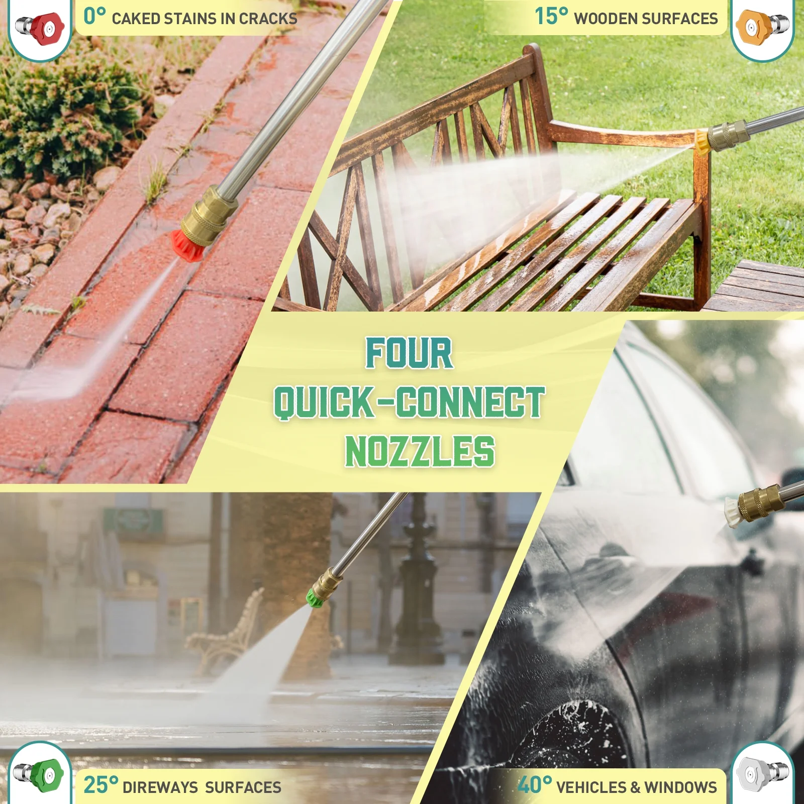 Pressure Washer Power Washer 4800PSIMAX with 4 Connect Nozzles and Foam Bottle, Car Cleaning Machine for Patio Driveway Home Outdoor - Image 3