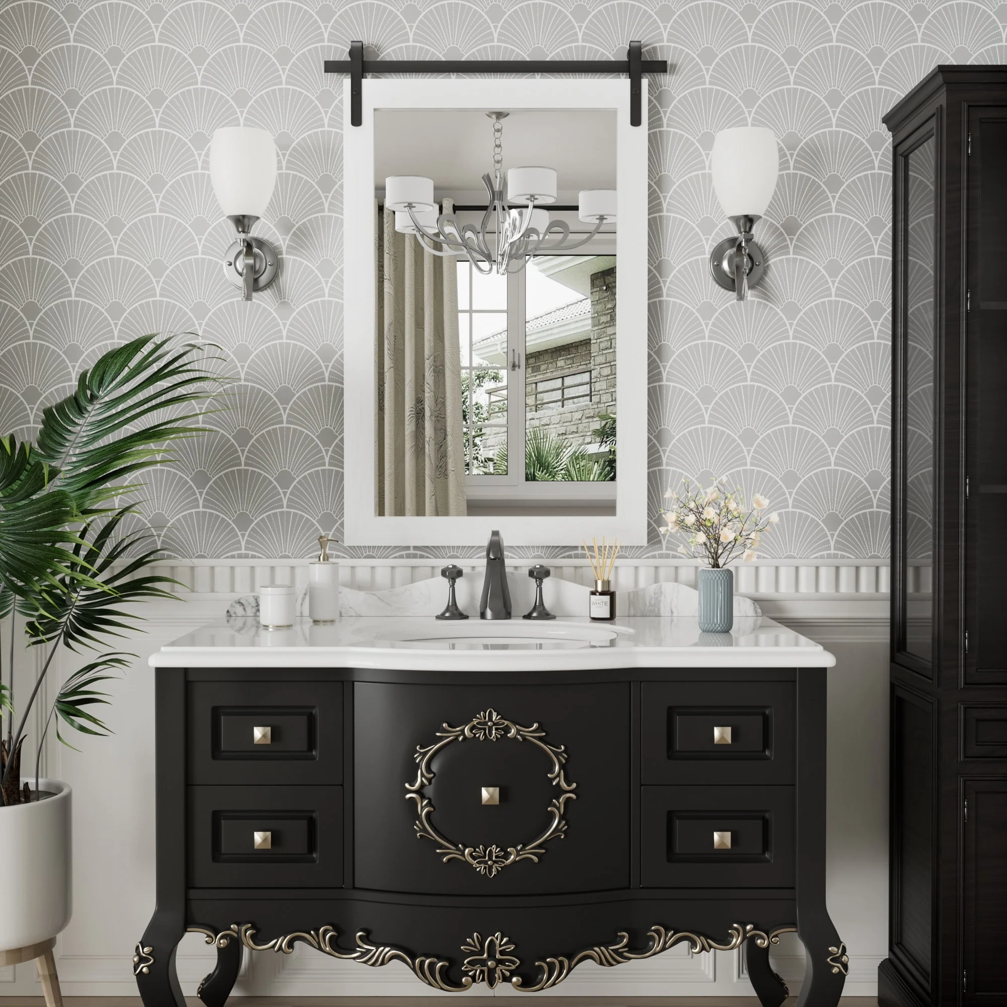Modern Rectangular Wall Mirror with Wood Frame, Bathroom and Barn Door Mirror, Multiple Sizes - Image 25