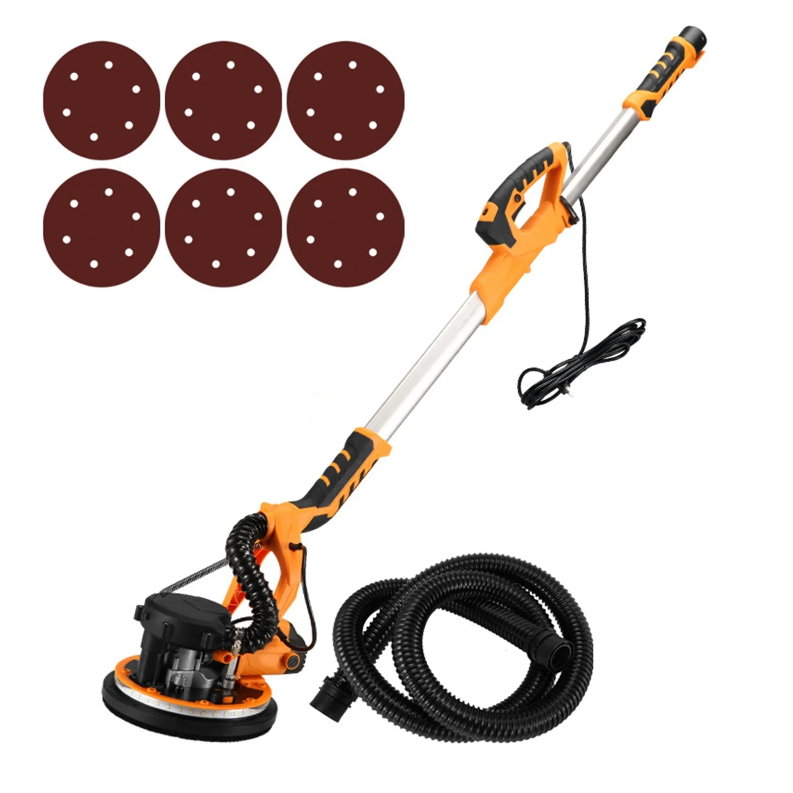 9-inch Electric Drywall Sander 225MM Wall Grinding Machine Putty Dustless Self -vacuum LED Long Rod Polishing Sand Paper Machine ,Low Vibration - Image 2
