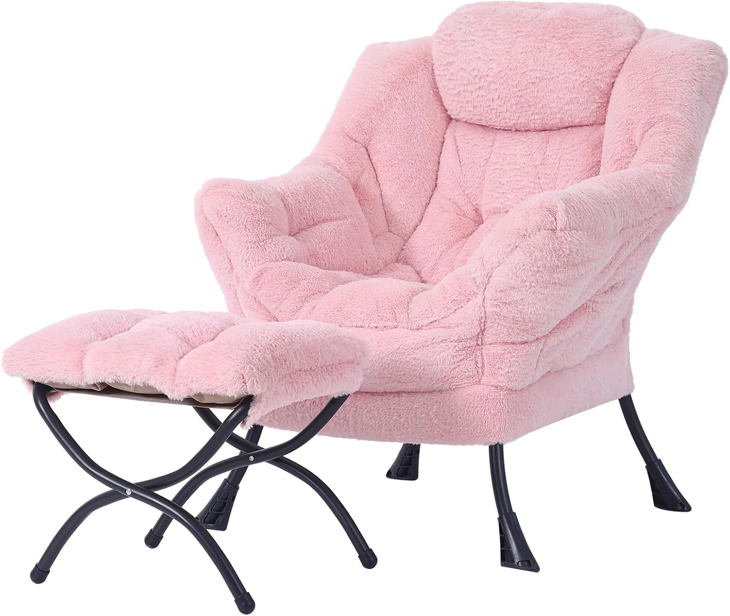 Lazy Chair with Ottoman, Reading Chair with Footrest, Dark Grey - Image 4