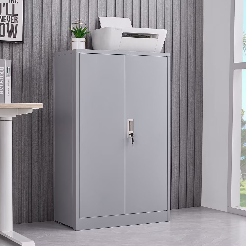 JINS AND VICO Metal Storage Cabinet Lockable, Steel White - Image 3