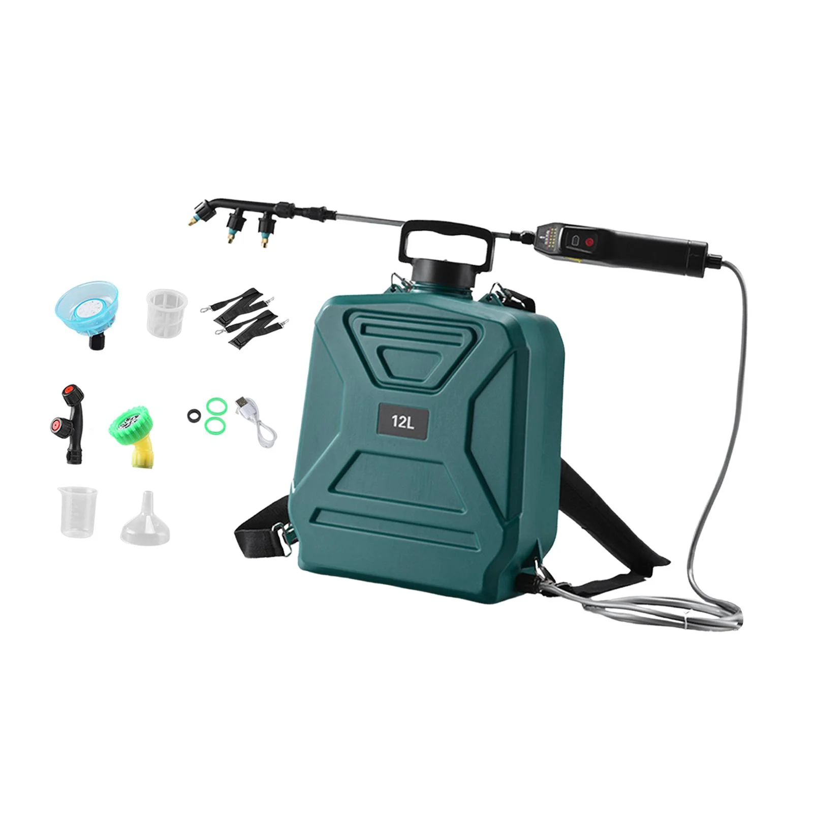 koolsoo Garden Electric Sprayer 2 Spray Speed 12L Practical Comfortable Handle, Retractable Water Sprayer for Gardening Cleaning Green - Image 6
