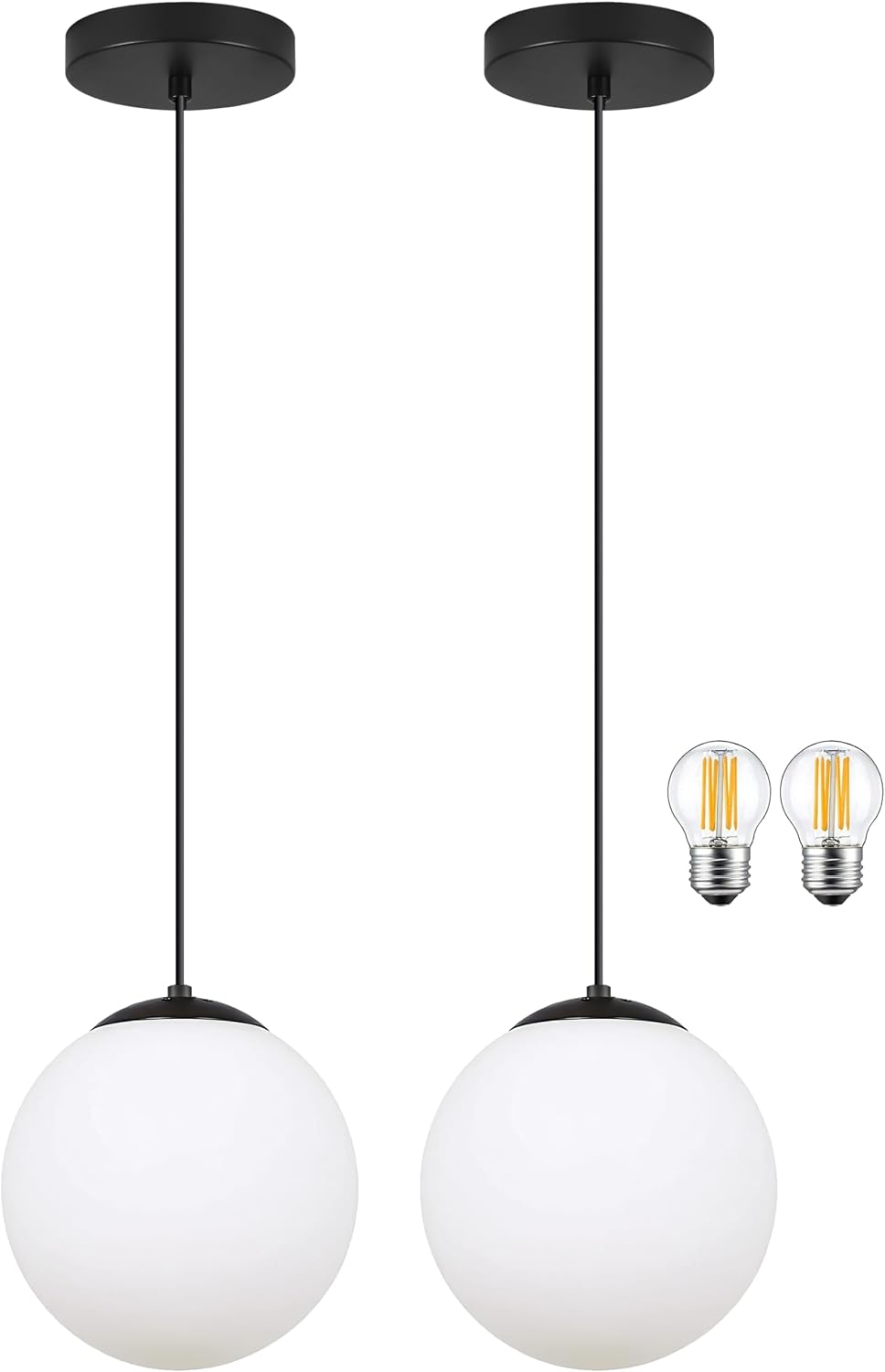 14" Gold Globe Pendant Light, Mid Century Pendant Light, Clear Glass Pendant Lights, Kitchen Island Adjustable Hanging Light Fixture for Dining Room, Bedroom, Kitchen Island - Image 19