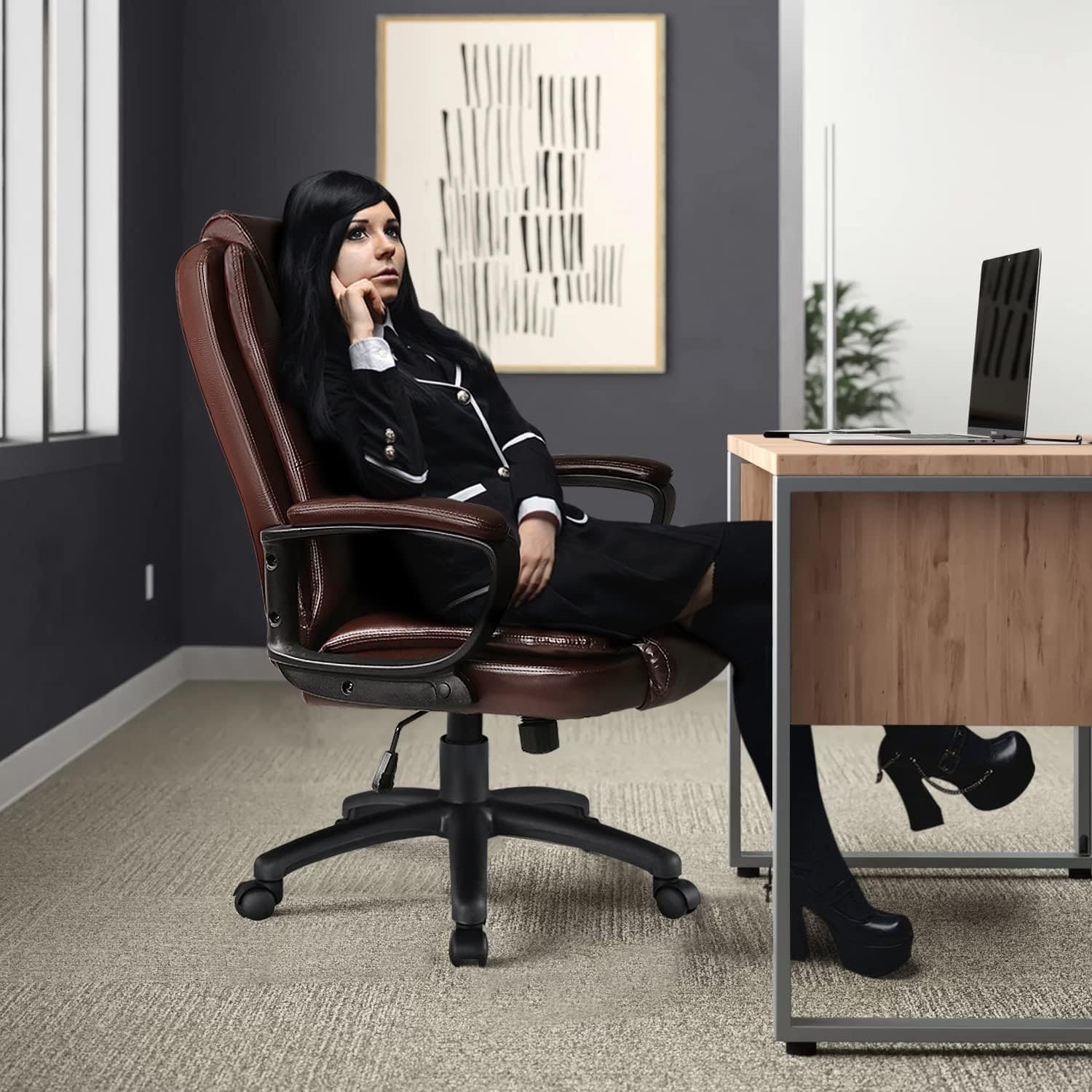 Big and Tall Executive Office Chair, High Back Ergonomic Leather Chair, 400 lb Capacity - Image 29