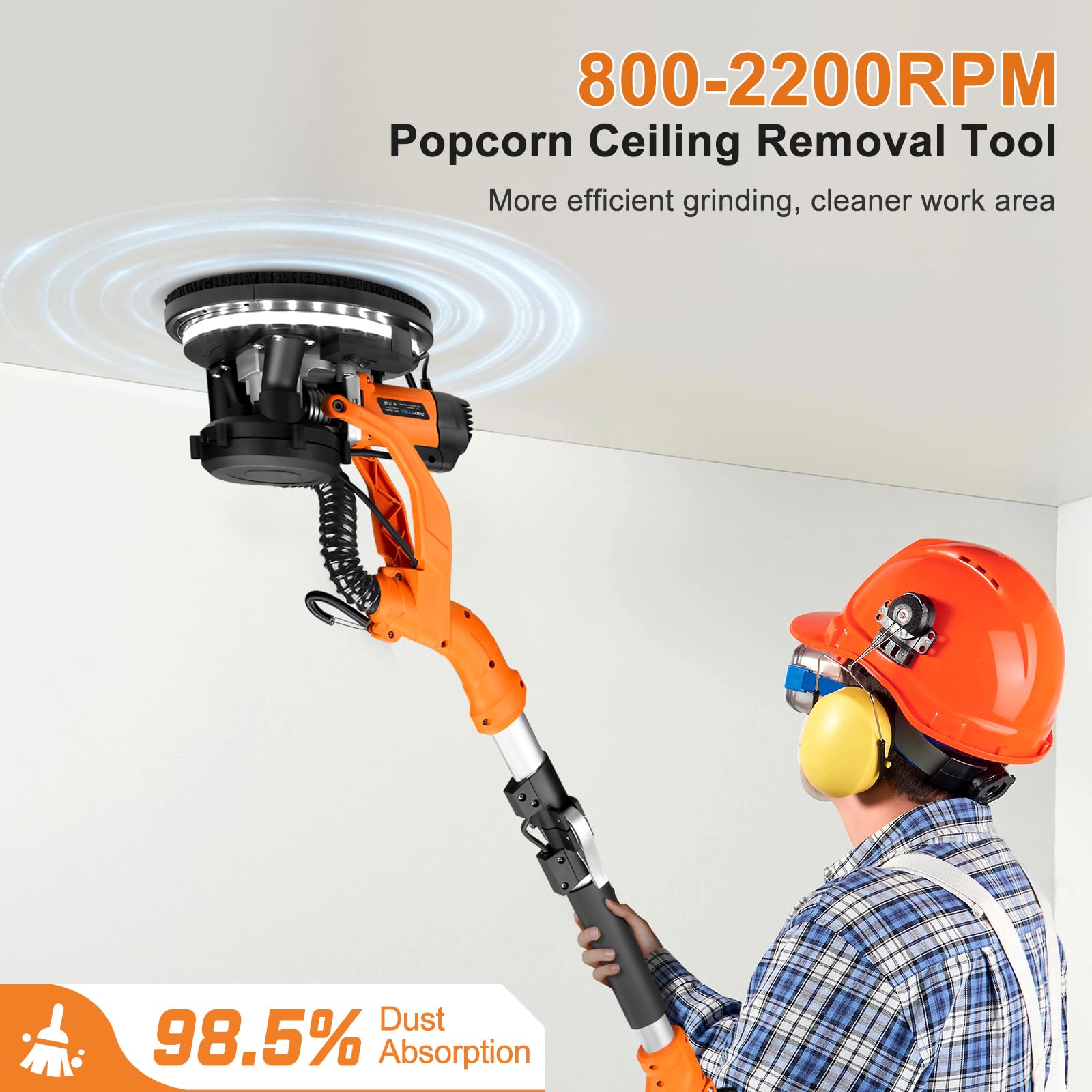 1000W Drywall Sander, Electric Wall and Ceiling Sanding Tool for Popcorn Texture Removal - Image 4