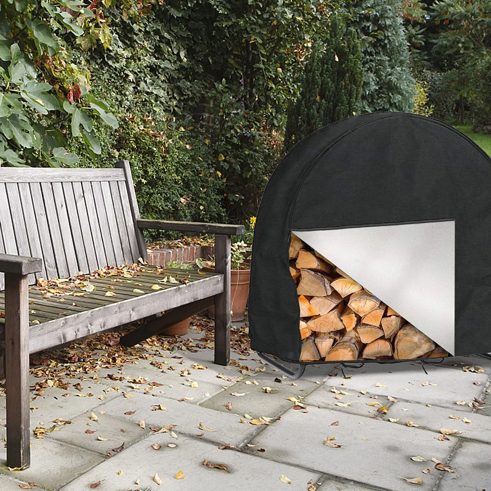 Christmas Gifts Clearance! Cbcbtwo Firewood Log Hoop Cover, Outdoor Heavy Duty Oxford Waterproof And Weather Resistant Patio Log Rack Cover,Waterproof Firewood Cover With Openable - Image 7