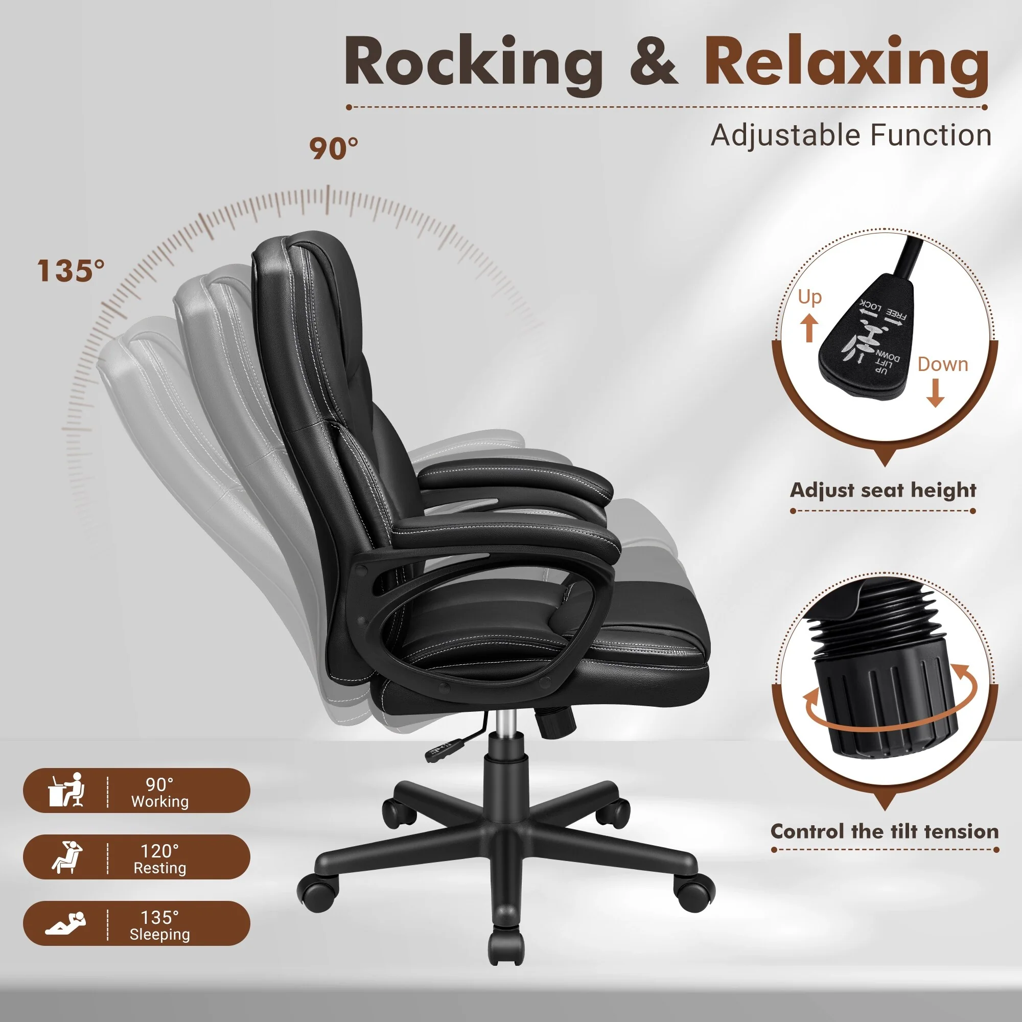 High Back Executive Office Chair, Ergonomic Computer Desk Chair for Home and Office - Image 23