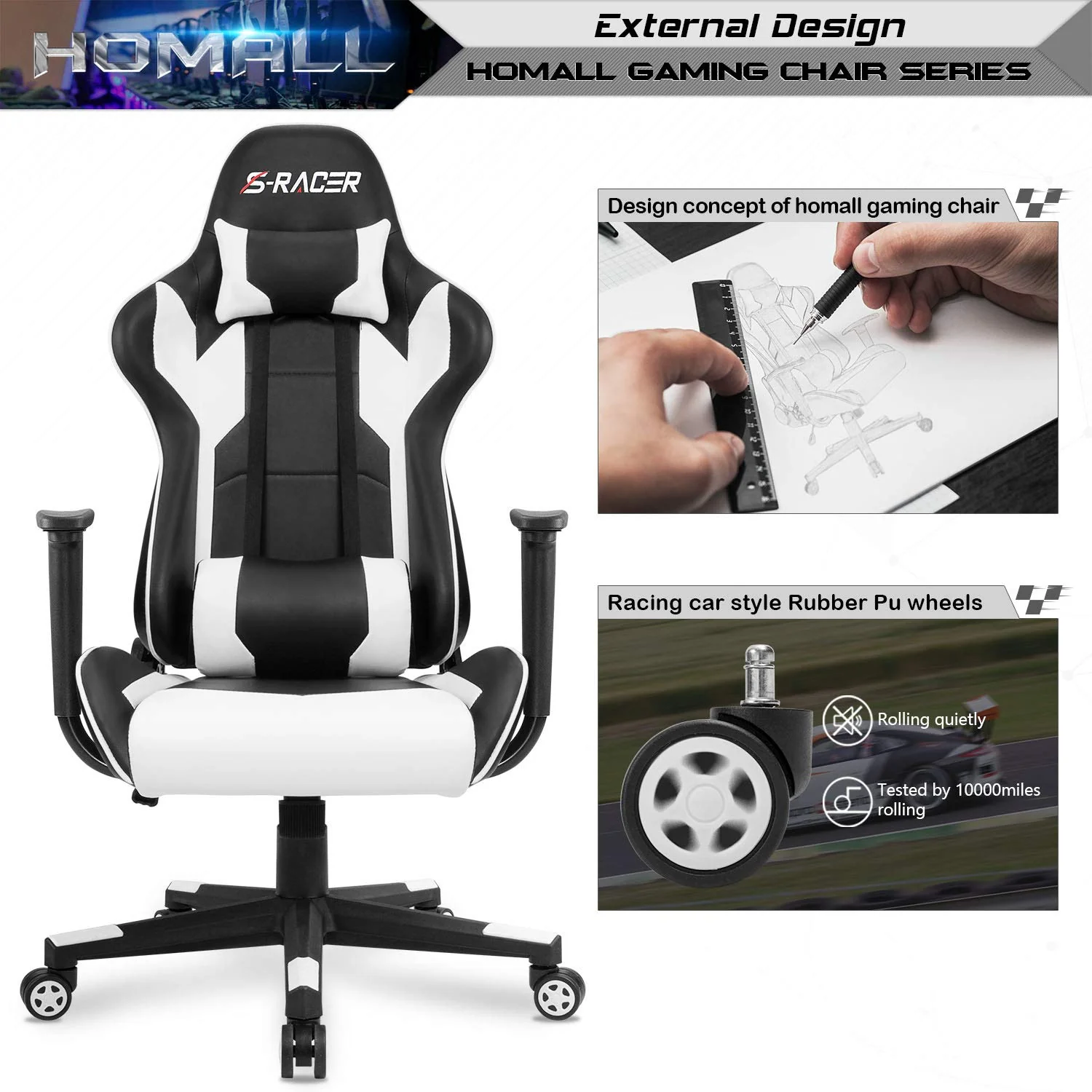 High Back Ergonomic Gaming Chair, Leather Computer Desk Chair for Gaming, Home Office and Work - Image 5