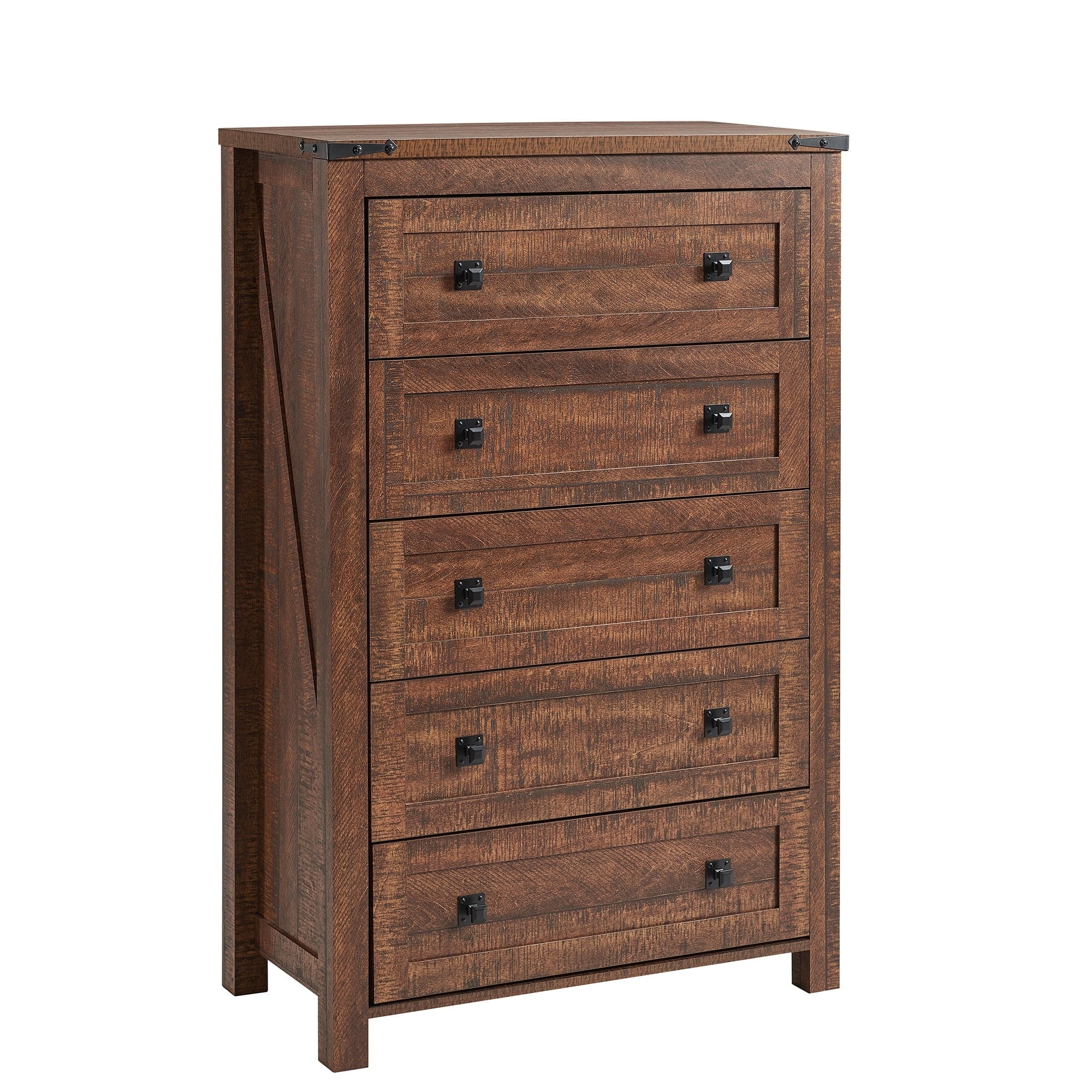 48 Inch Tall Farmhouse Wood Dresser, 5 Drawer Chest of Drawers for Bedroom - Image 15