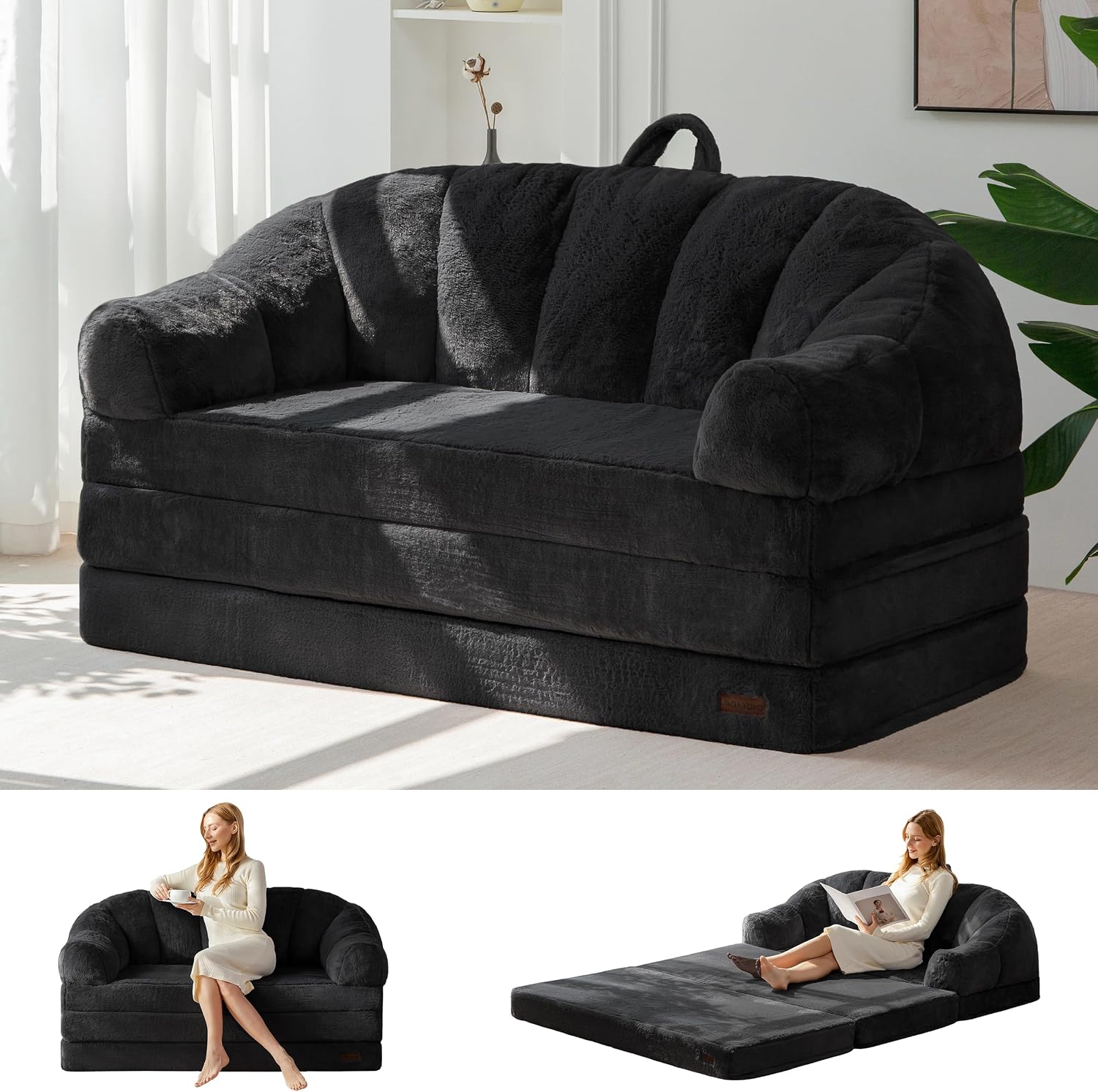 Folding Sofa Bed, 2 in 1 Convertible Sofa to Lounger - Image 11