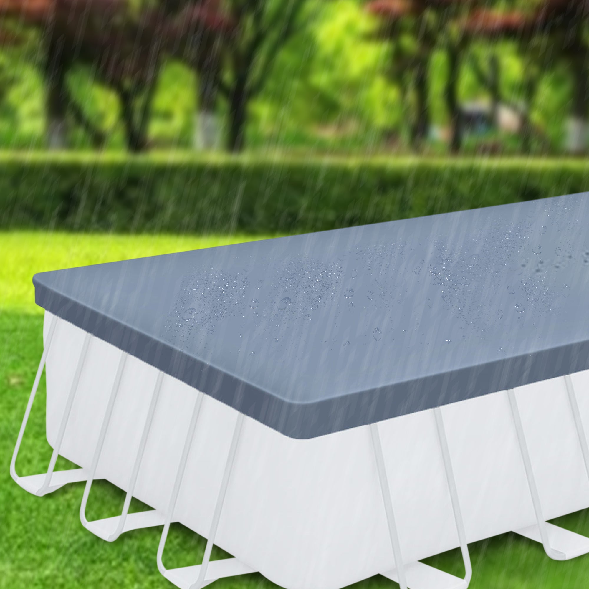 24" Durable Rectangular Pool Cover – Gray, for Oasis & Activity Pools - Image 5