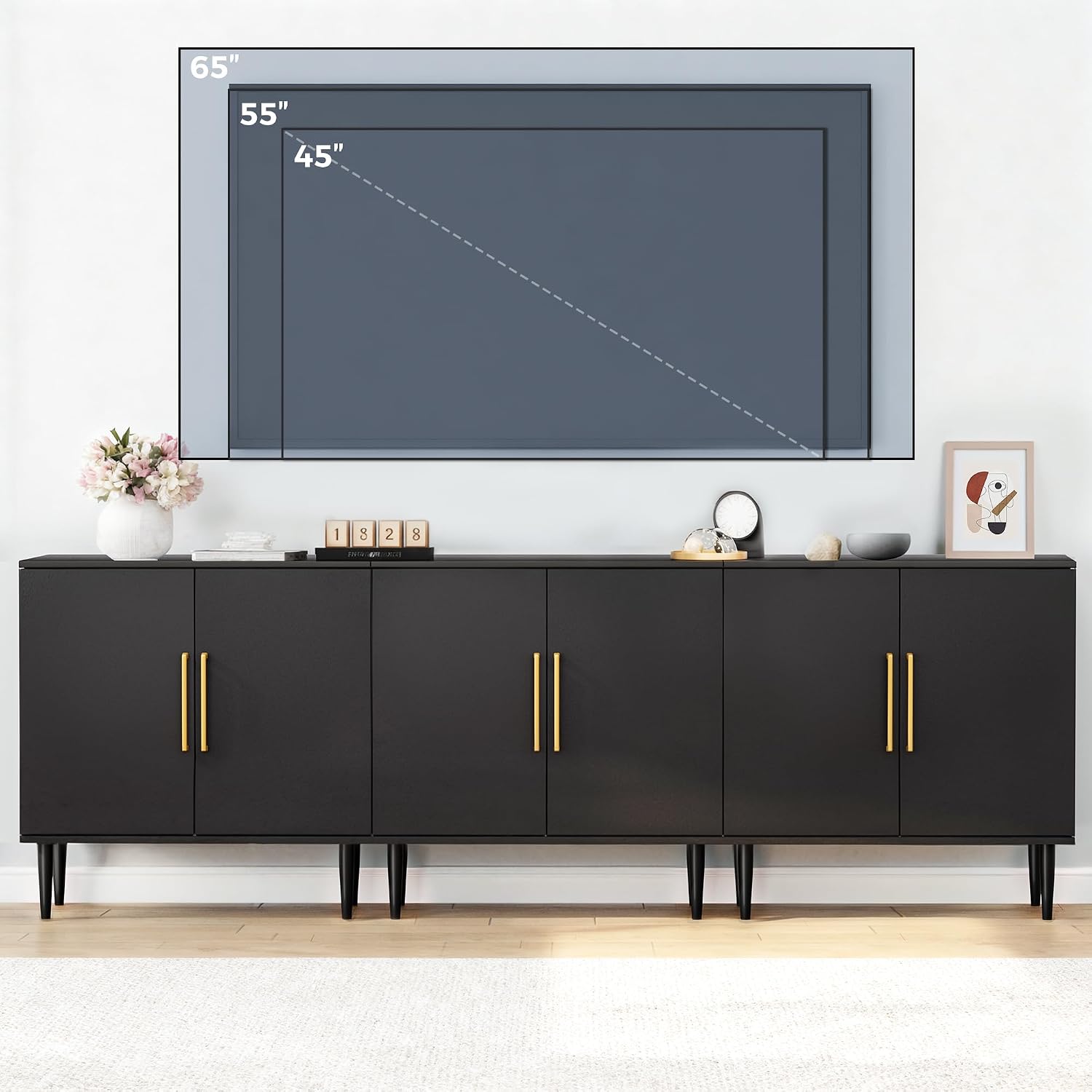 Fluted Storage Cabinet, Free Standing Buffet, Wood Sideboard, Multifunctional Accent Storage for Living Room, Hallway, Entryway, Dining Room (1, Oak)