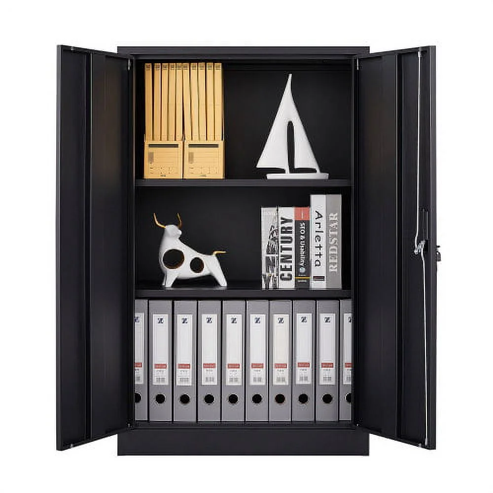 Metal Storage Cabinet with Door and Adjustable Shelves, Tall Steel Locker with Lockable Doors & Top Cabinet - Garage Storage Cabinet for Office, Garage, Home, Easy Assemble Required, White - Image 13