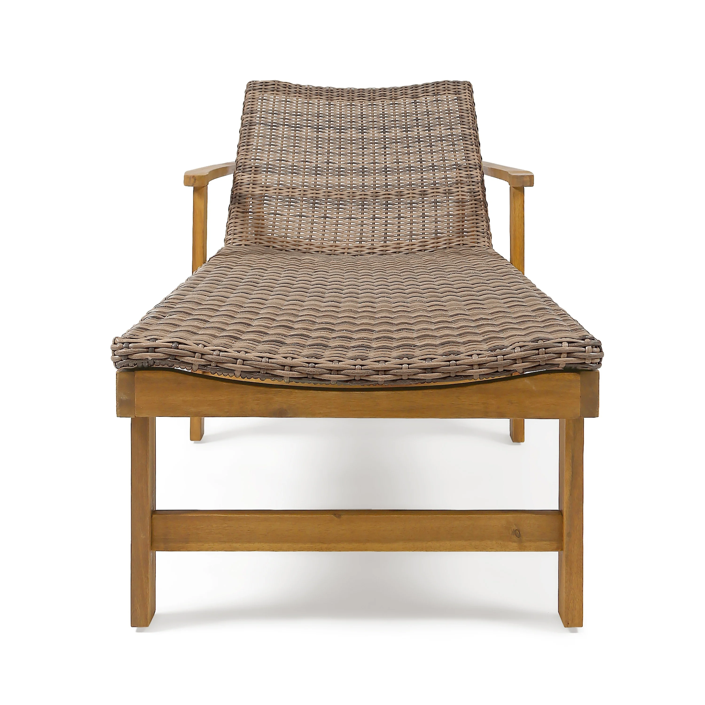 Christopher Knight Home Hampton Outdoor Rustic Acacia Wood Chaise Lounge with Wicker Seating by mixed black, light gray wash - Image 8
