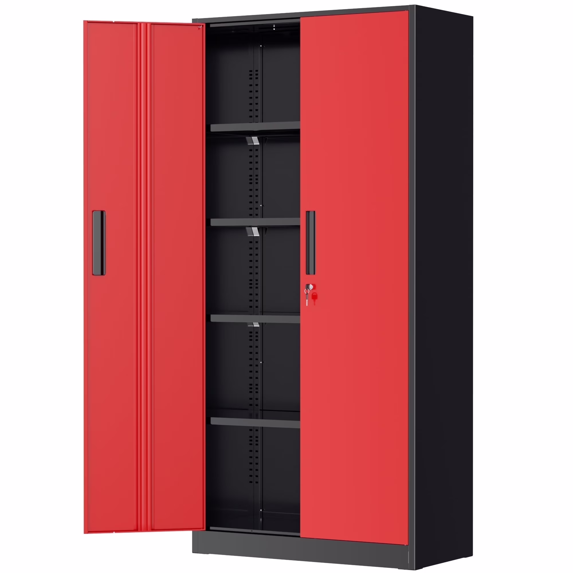 SOLAURA Metal Storage Cabinet with Wheels, 73" Garage Rolling Cabinet with Locking Door and 4 Shelves, Tool Cabinet on Caster for Home, Office, Black - Image 11