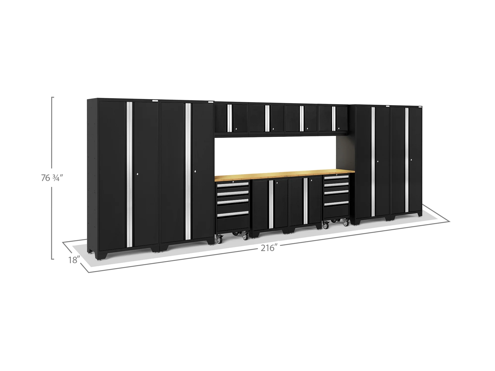NewAge Products Bold Series Gray 14 Piece Cabinet Set, Heavy Duty 24-Gauge Steel Garage Storage System, LED Lights Included - Image 42