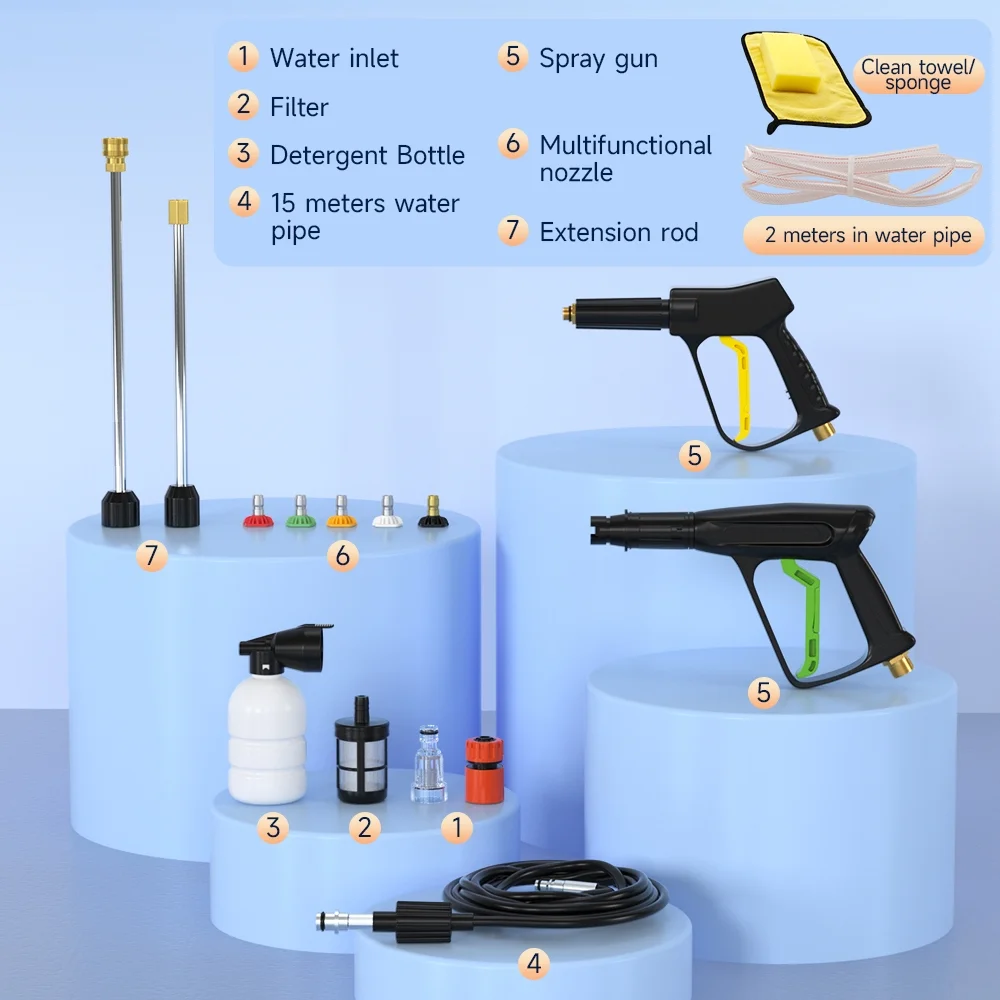TOPTENG Electric Pressure Washer 3200PSI Max 1.8GPM High Pressure Power Washer Electric Powered 1400W Portable Pressure Cleaner Machine with 6 Nozzles Fence and Deck Cleaning - Image 3