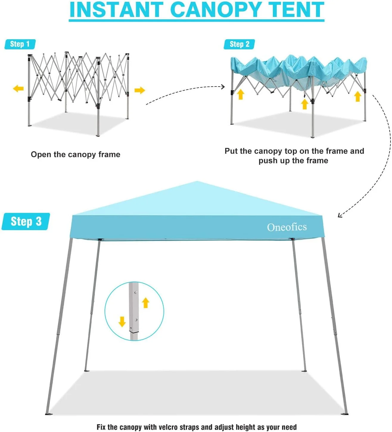 Canopy Tent, 10X10 FT Pop Up Canopy Outdoor Instant Tent Slant Legs with Carrying Bag, Portable Gazebo Shelter for Patio Deck Garden and Beach - 8X8 FT Canopy Cover (Dark Blue) - Image 20